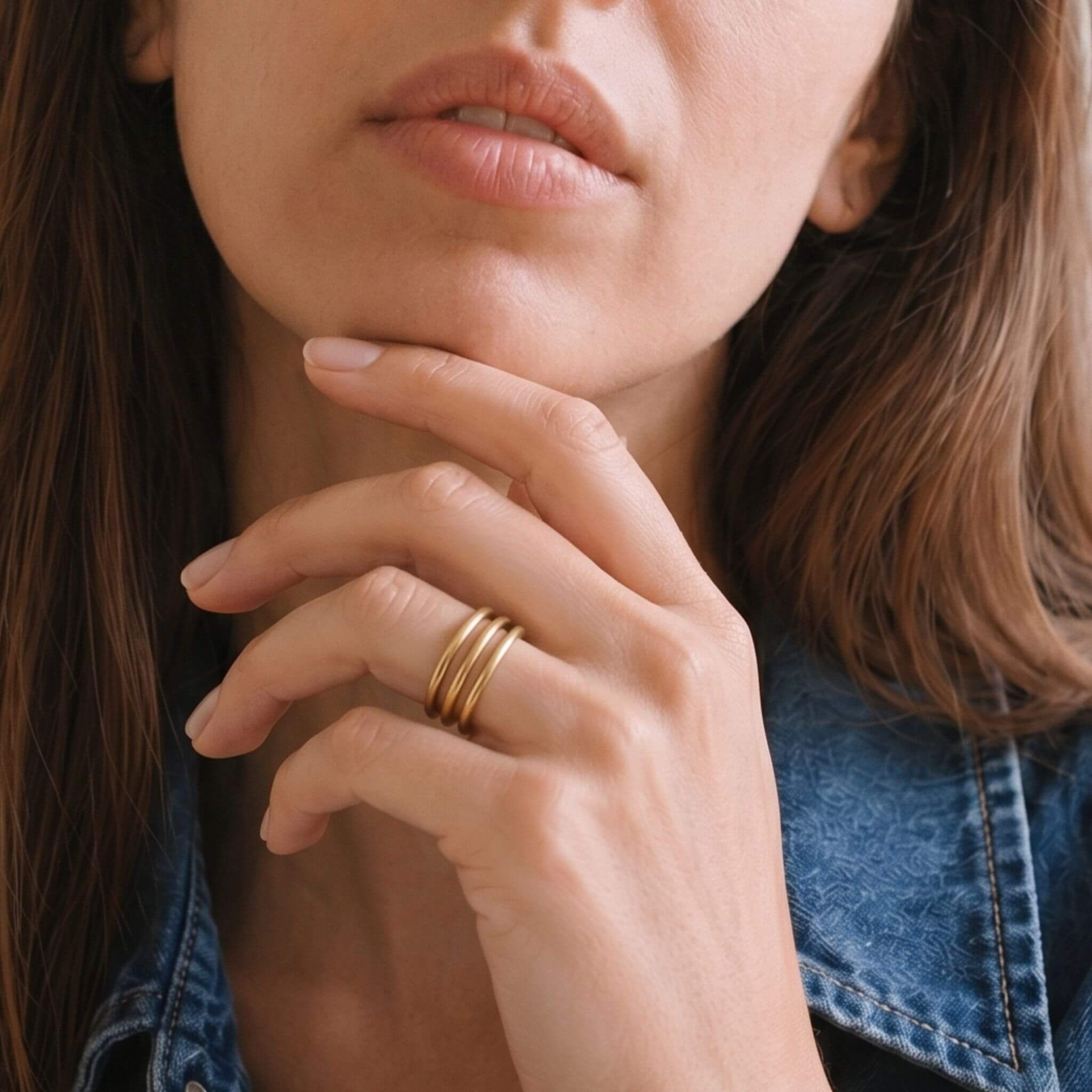 Brass Open Tripple-Stacked Ring | Lana Ecodunia