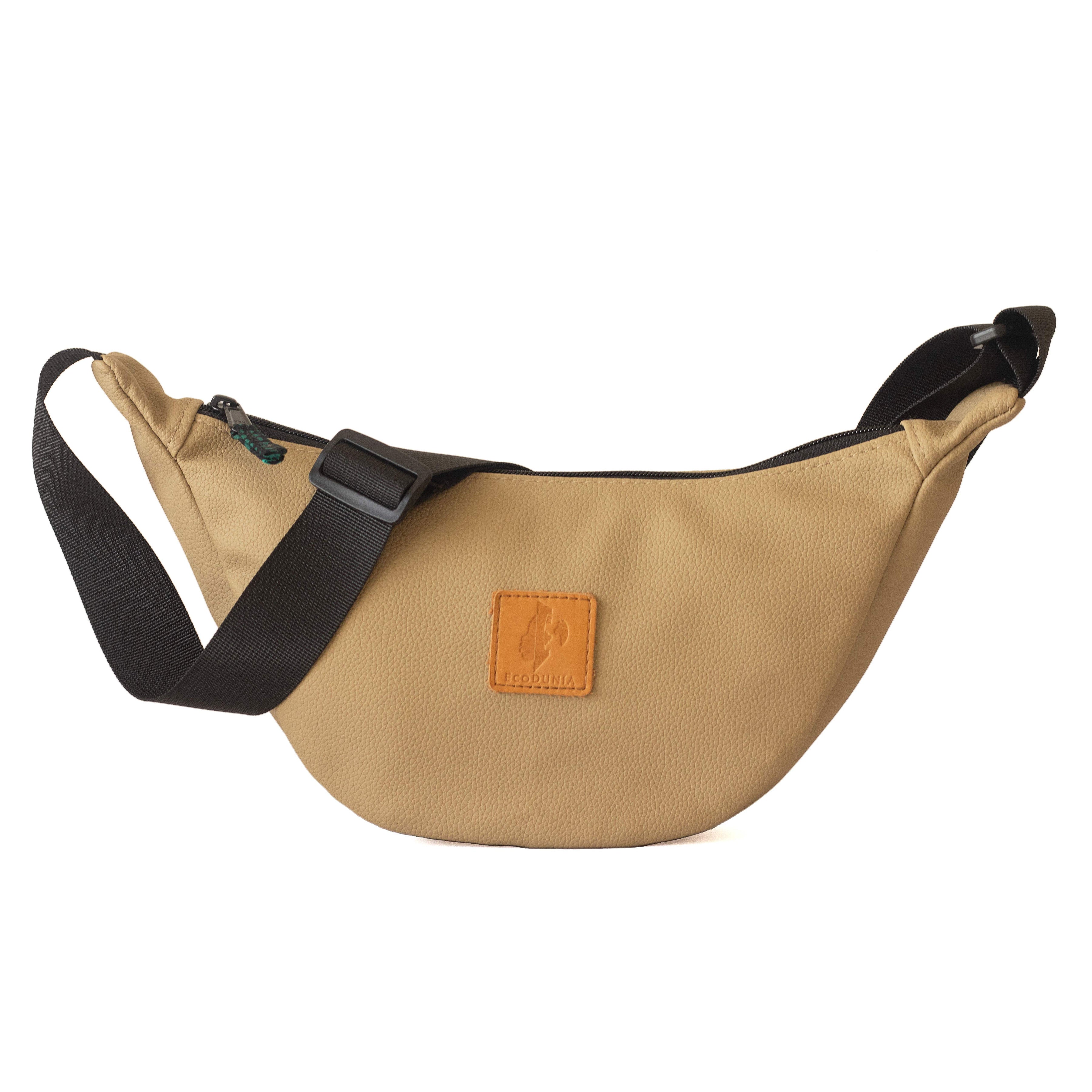 Latte Round Mini Shoulder Bag Vegan Leather Purse