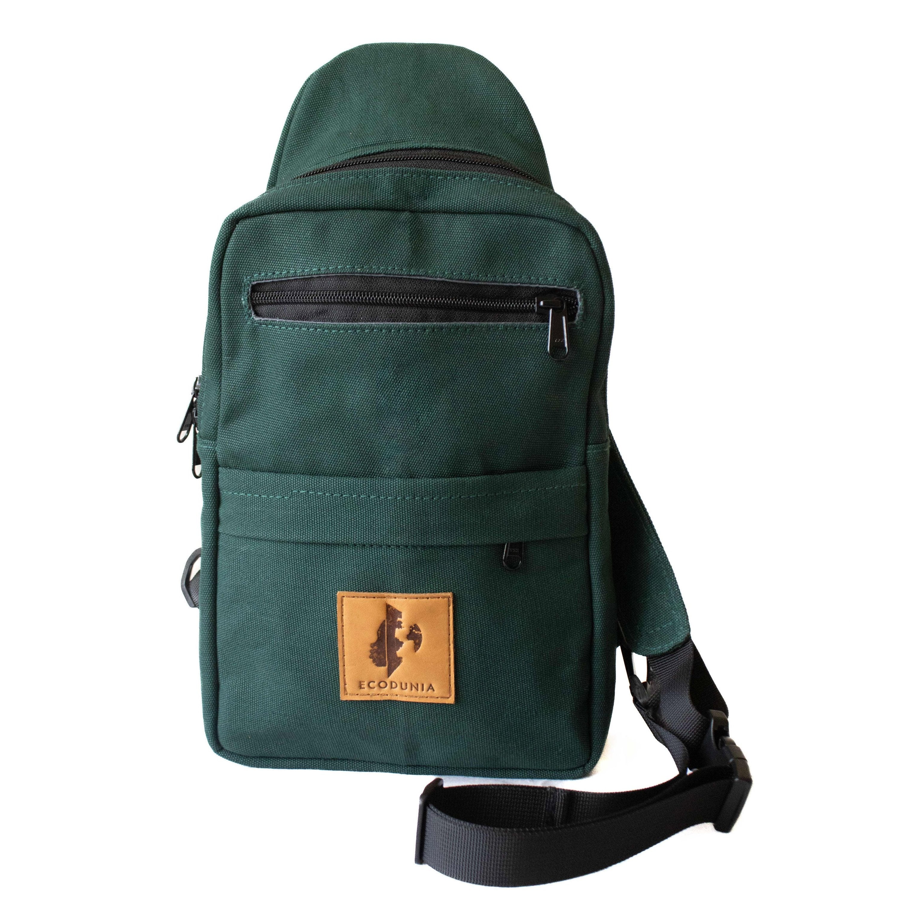 Umoja large canvas crossbody sling bag in forest green — Ecodunia