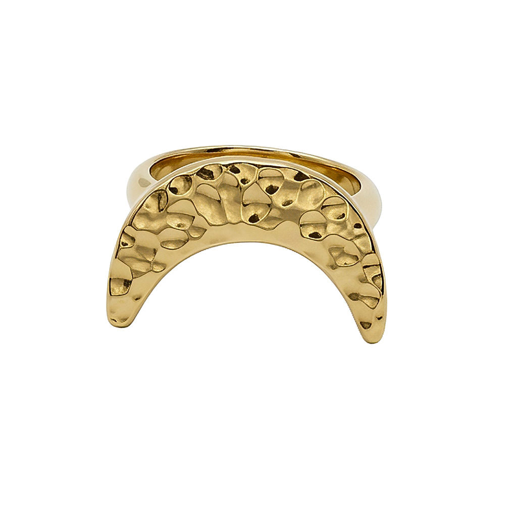 Hammered Crescent Moon Ring | Mwenzi - EcoDunia