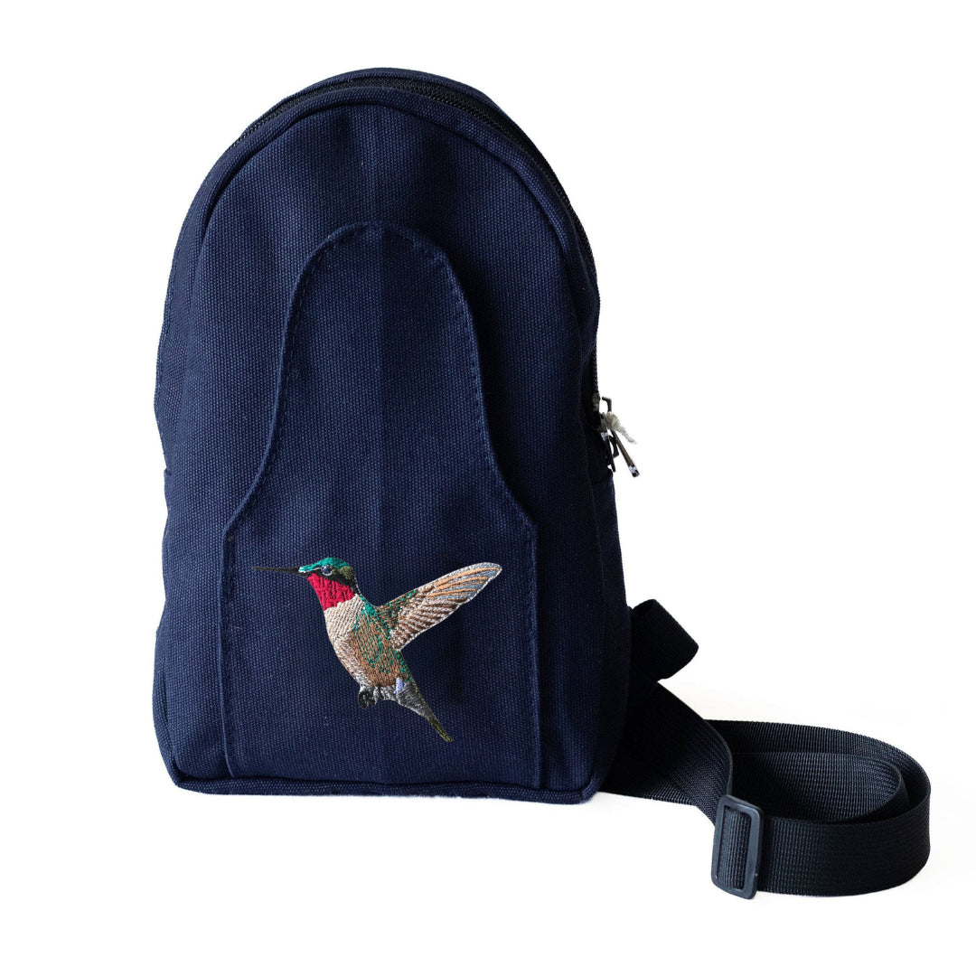 Buru hummingbird canvas sling bag in navy blue