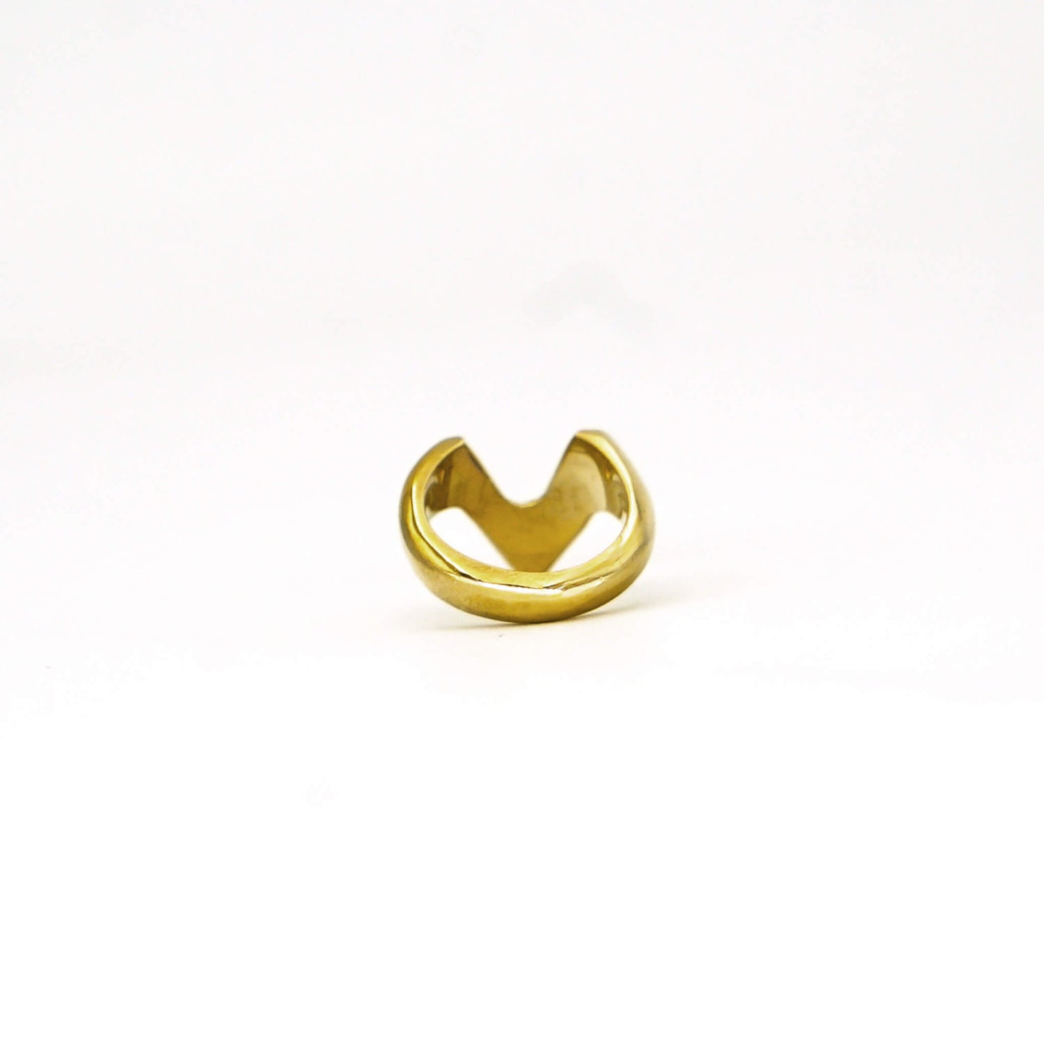 Nyeupe Brass V Initial Ring