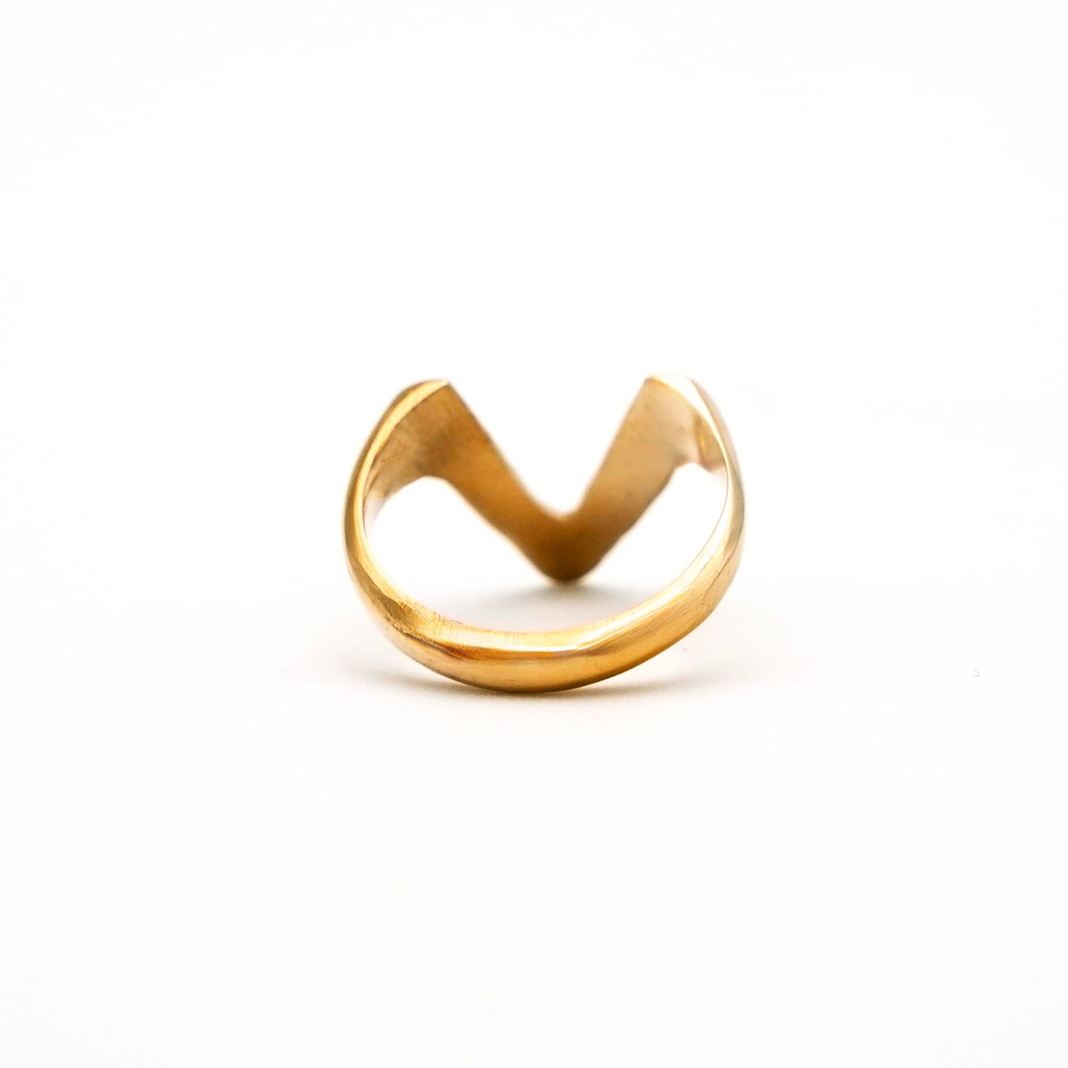 Nyeupe Brass V Initial Ring