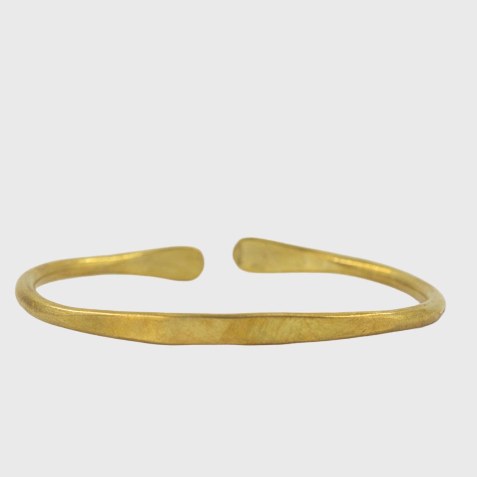 Smooth Hammered Brass Open Cuff Bracelet - Lia