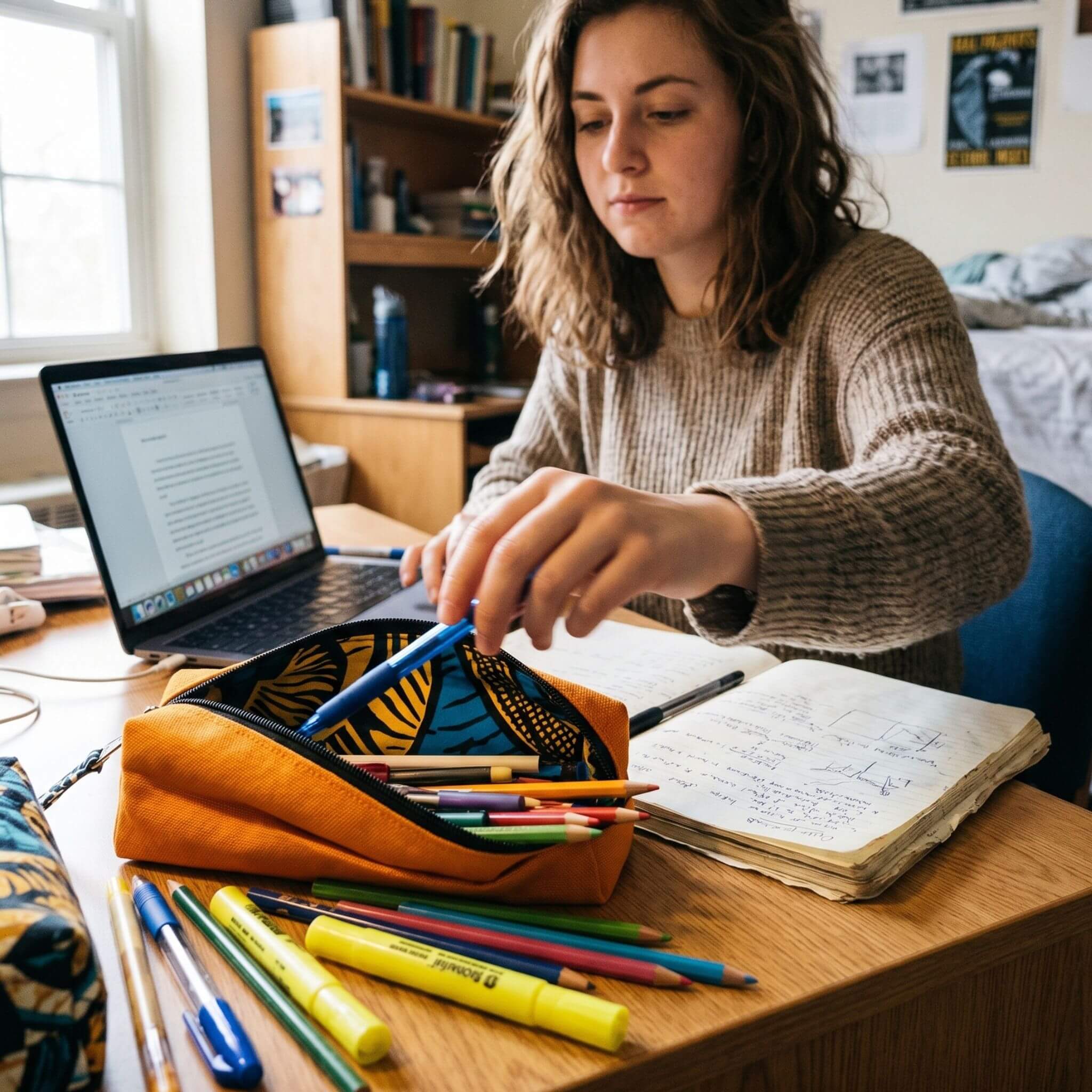 Pencil Pouch Zipper Bag – Fair Trade Cotton Canvas Pencil Case - EcoDunia