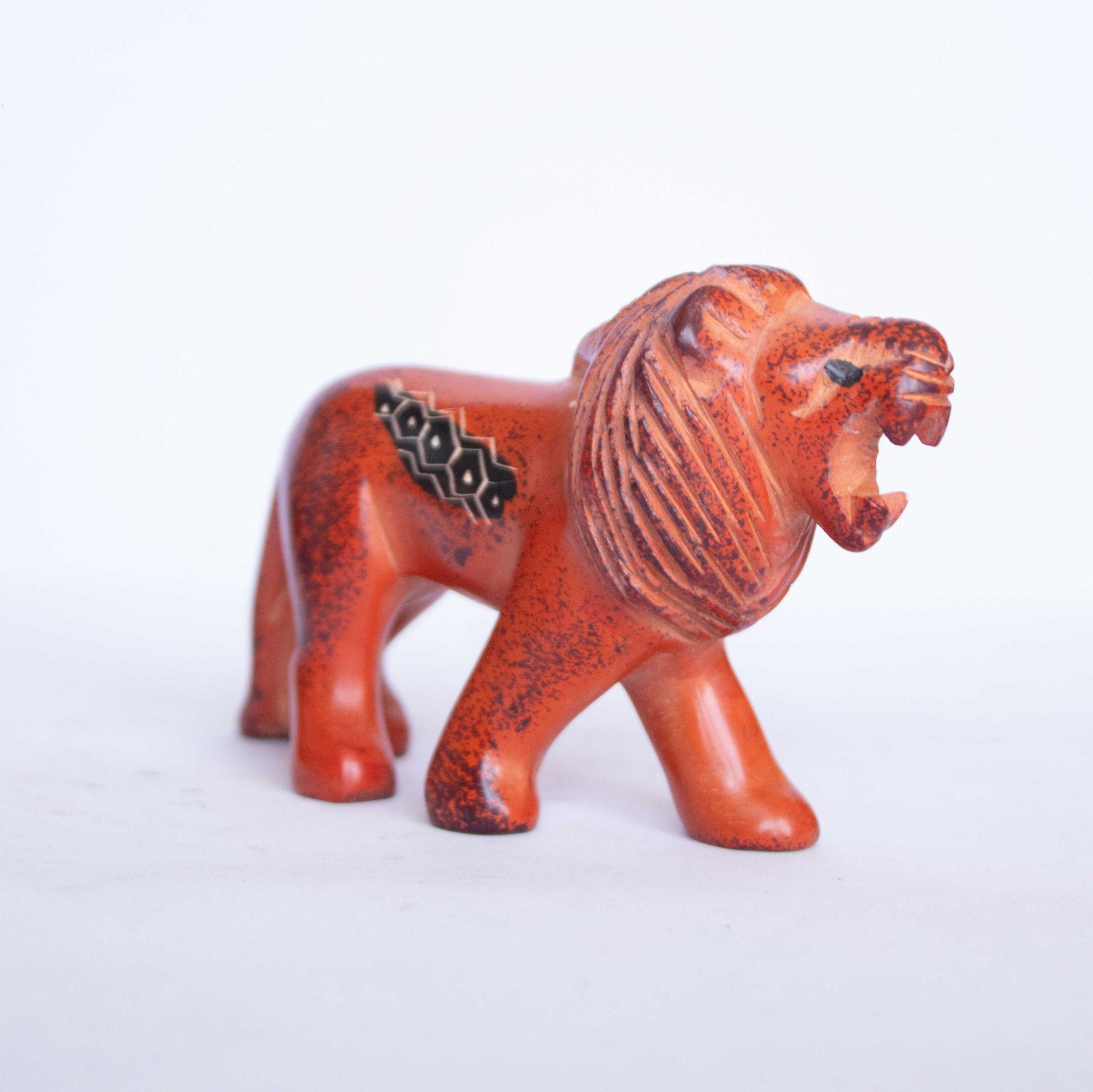 Hand Carved Lion Figurine Soapstone Sculpture