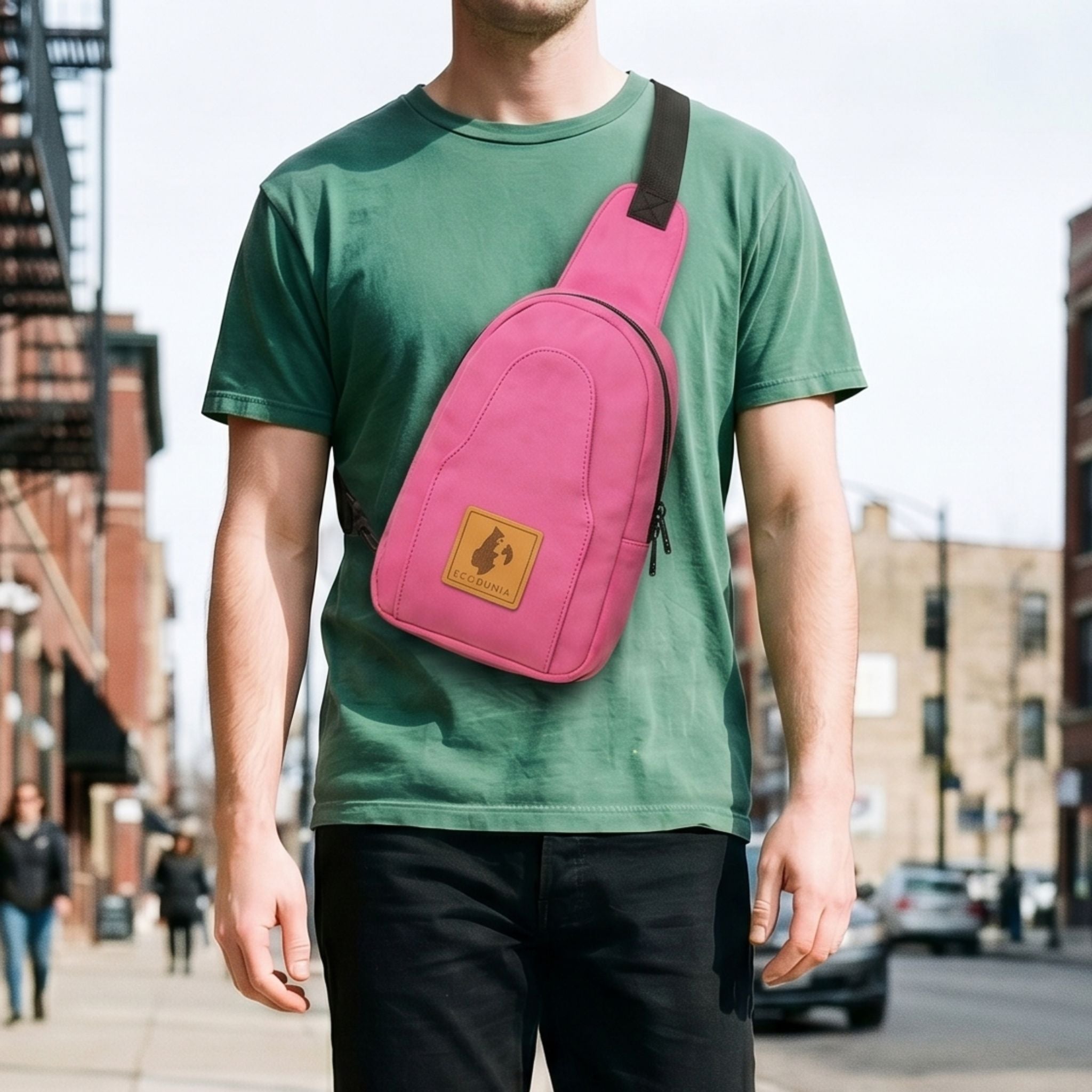 Buru pink canvas crossbody sling bag for women