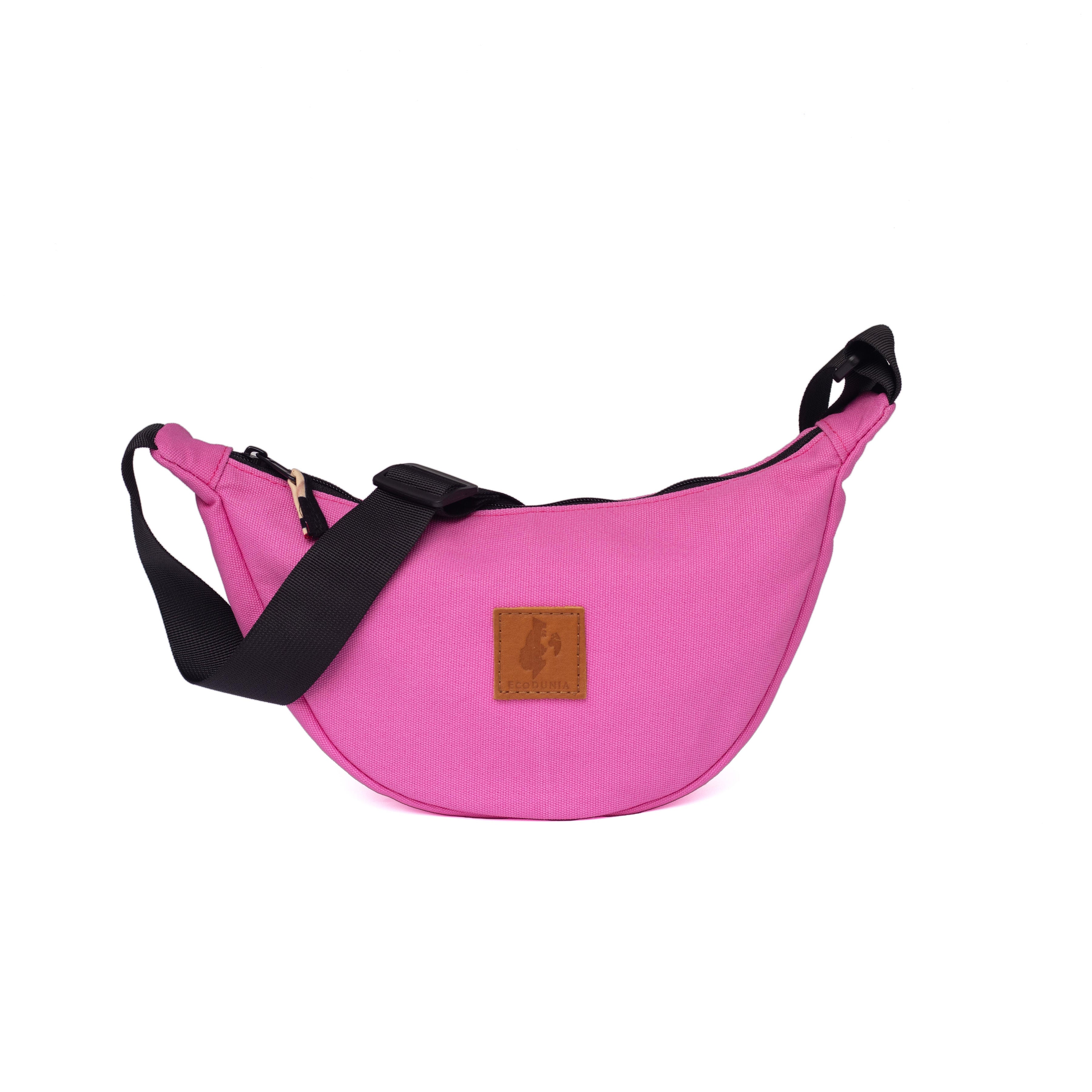 Pink Canvas round mini shoulder bag