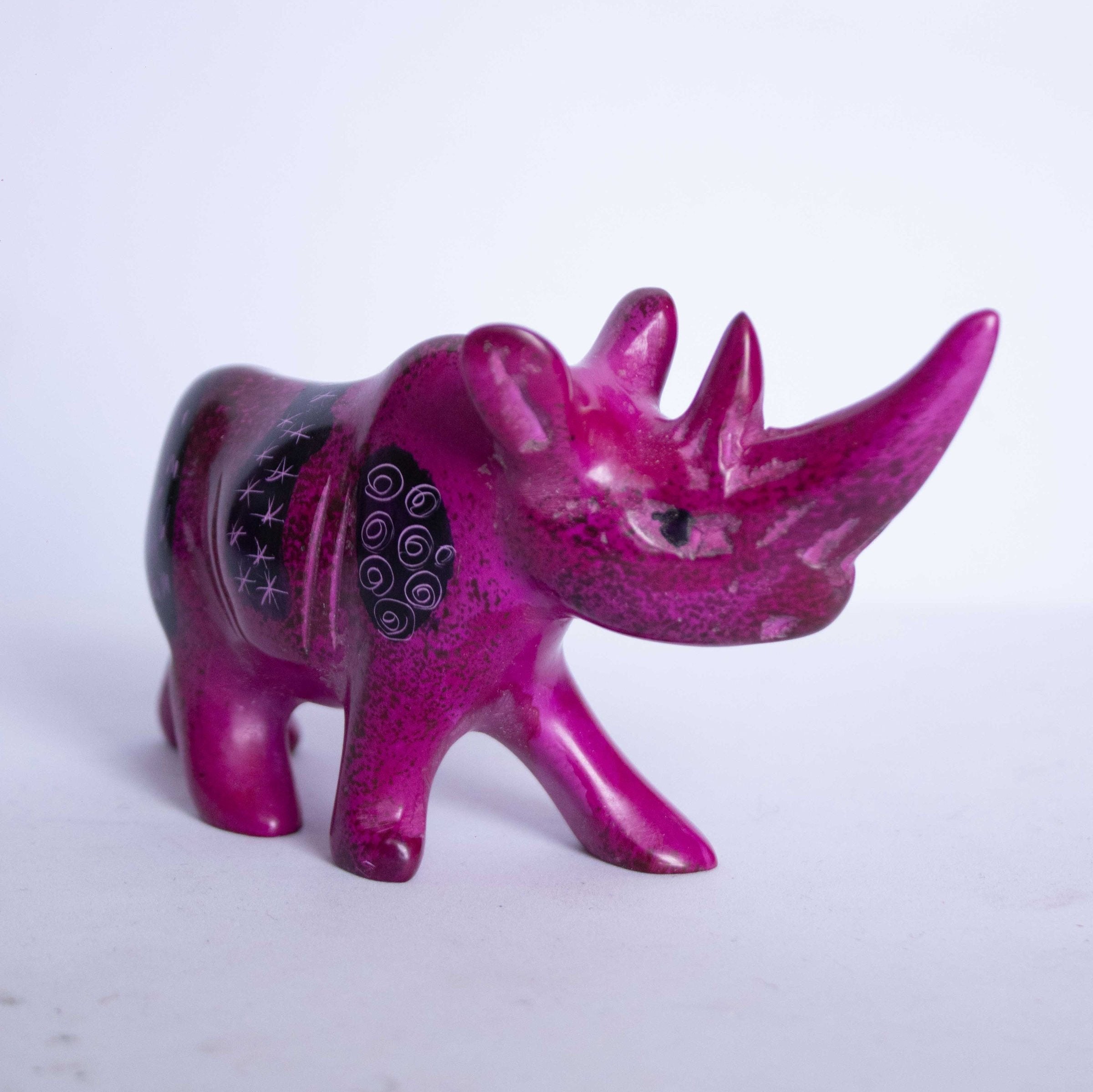 Hand Carved Rhino Figurine Soapstone Sculpture