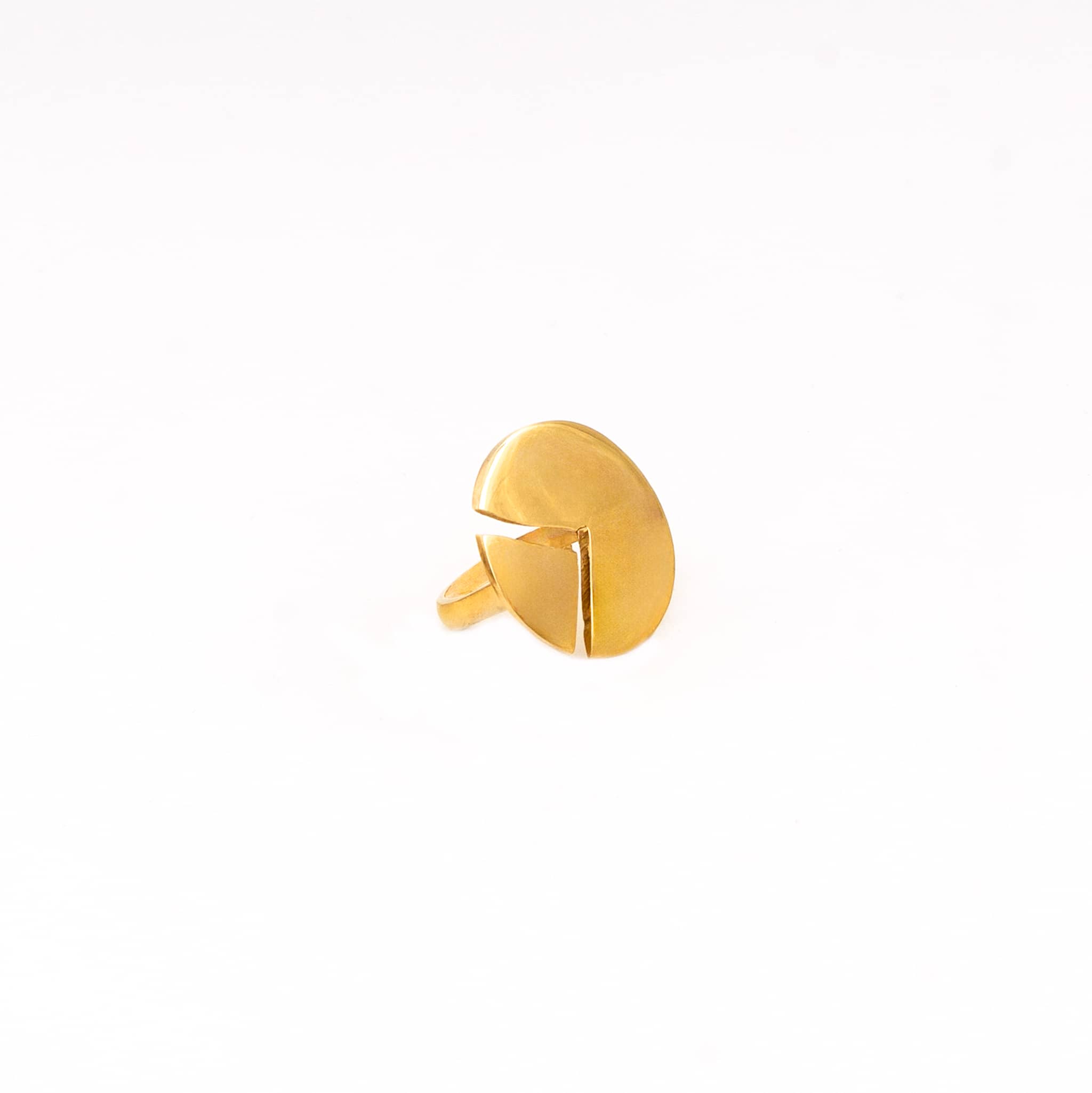 Robo Brass Quarter Moon Adjustable Ring