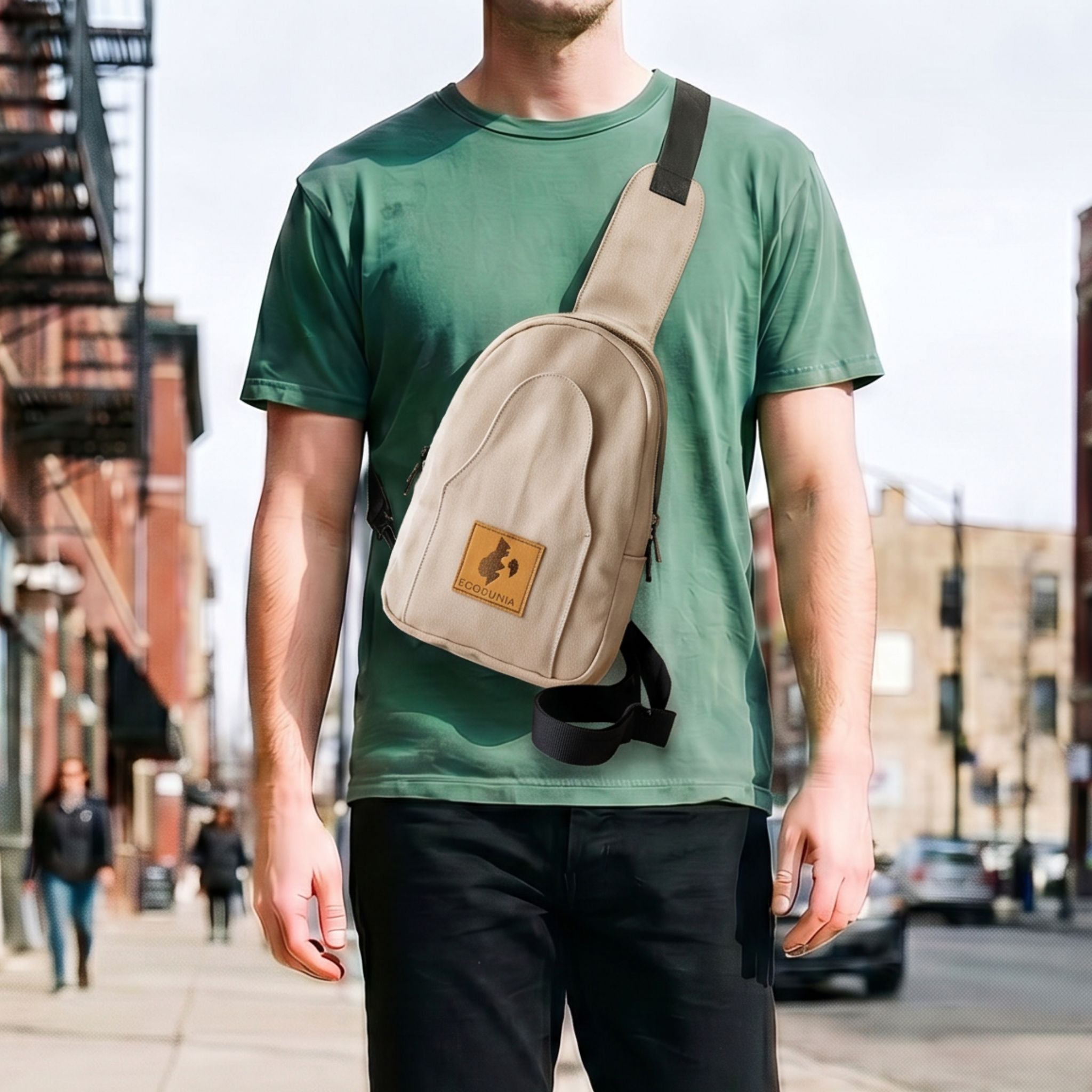 Buru canvas sling bag in sand white