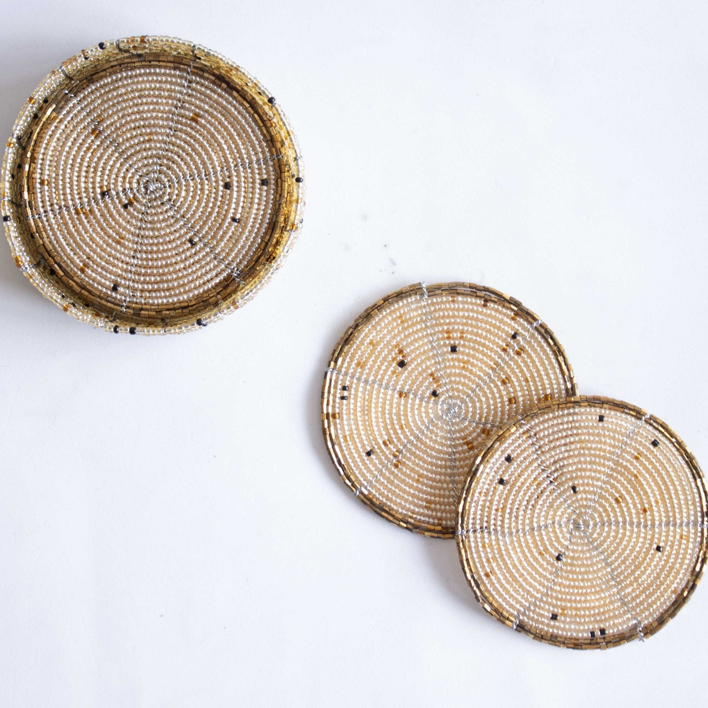 Beaded Coasters with Case - Set of Six