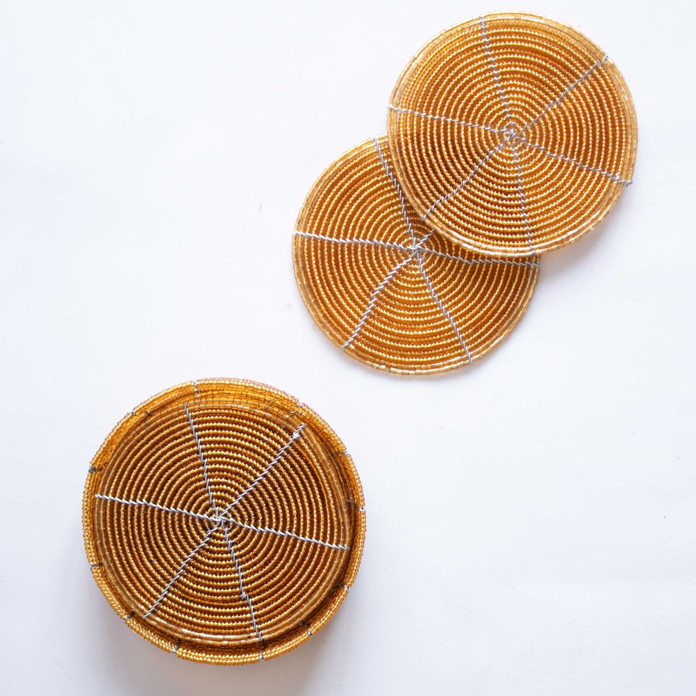 Beaded Coasters with Case - Set of Six