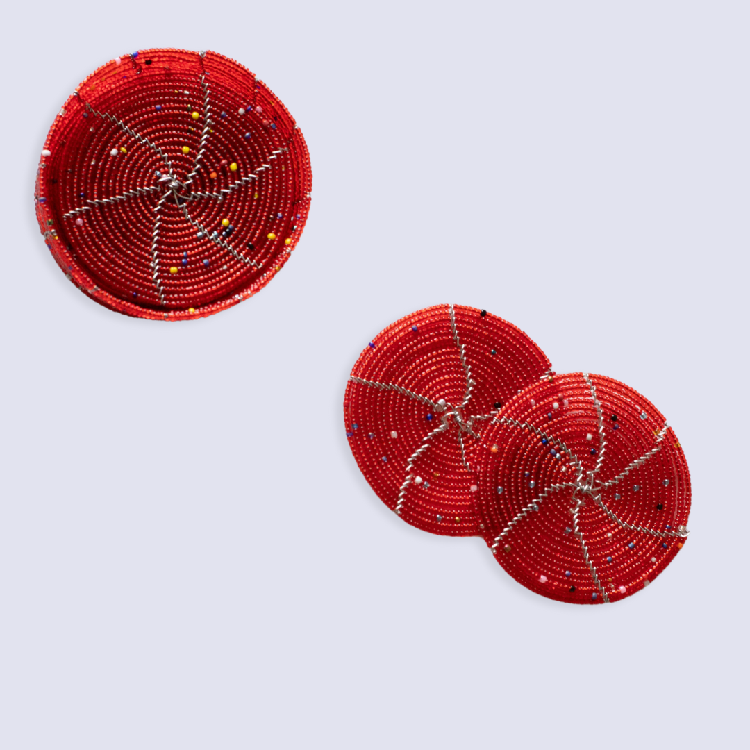 Beaded Coasters with Case - Set of Six