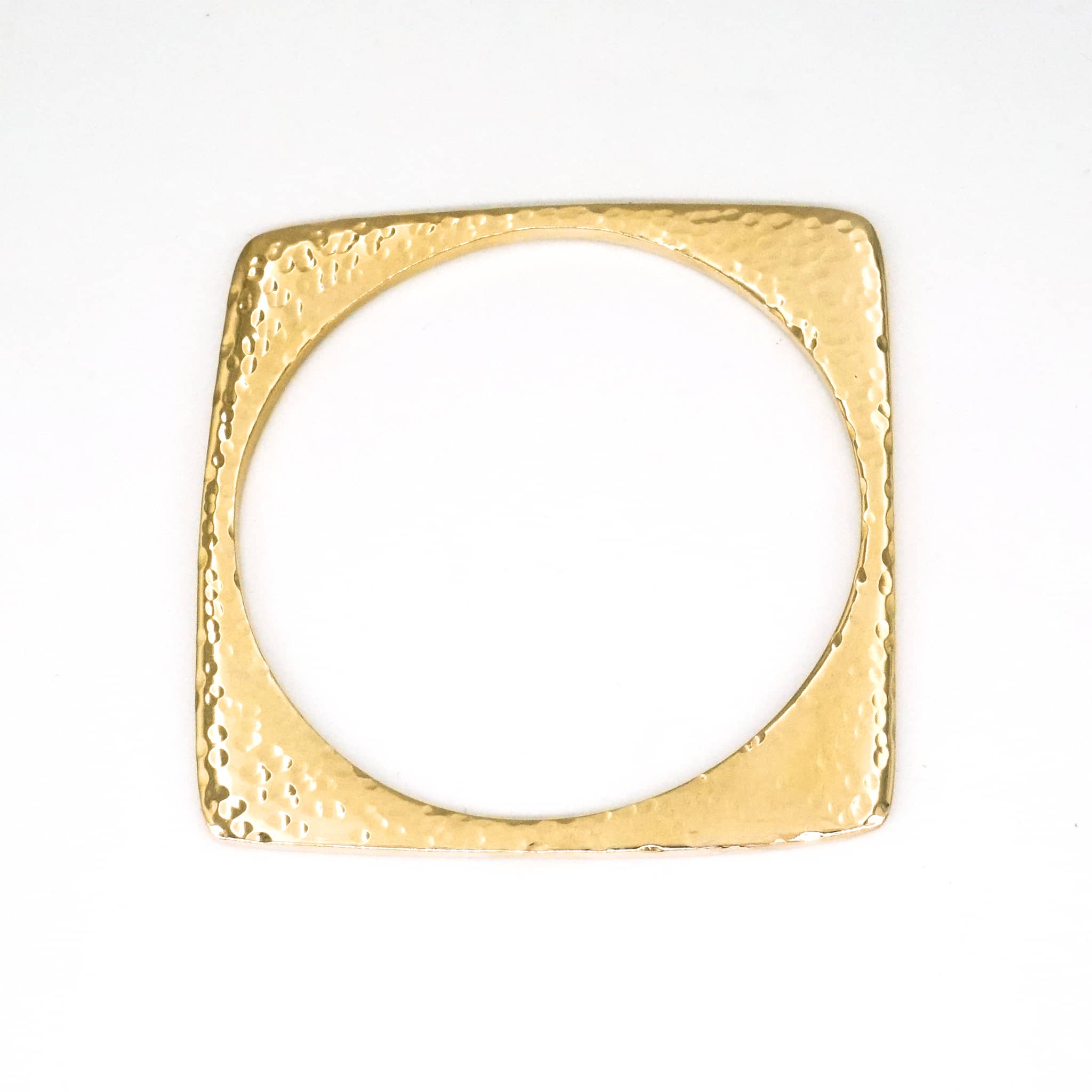 Hammered Square Brass Bangle Bracelet | Leo - Ecodunia