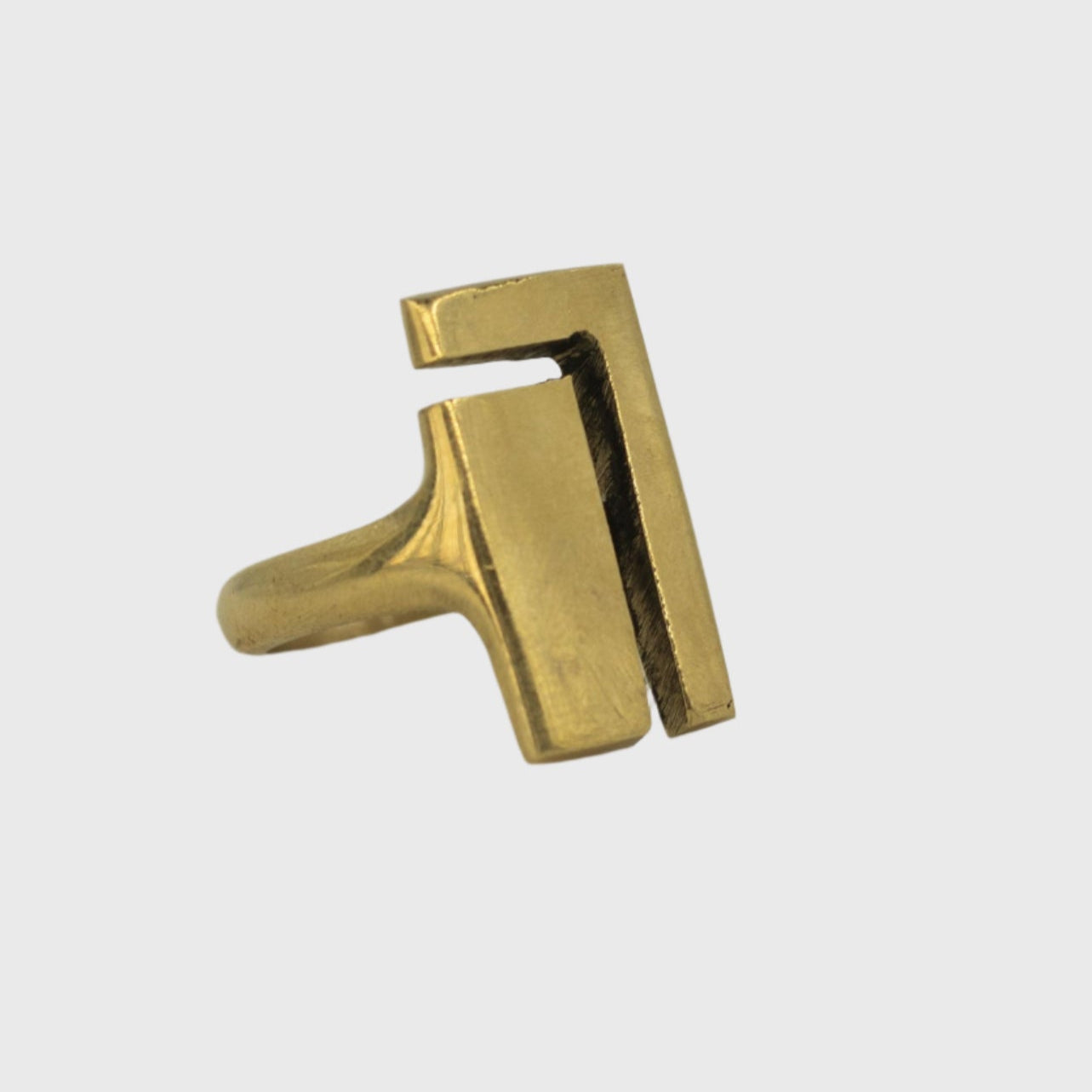 Initial Open Square Statement Brass Ring - Juzi