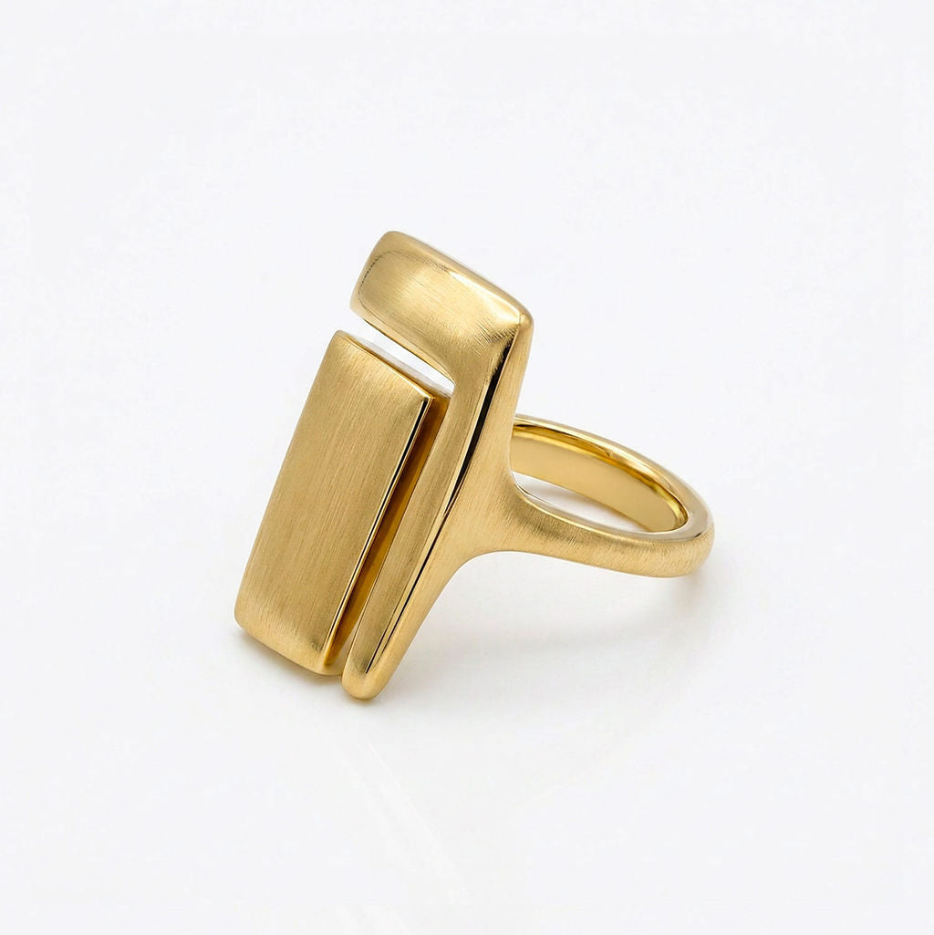 Geometric Open Square Brass Ring | Juzi - EcoDunia
