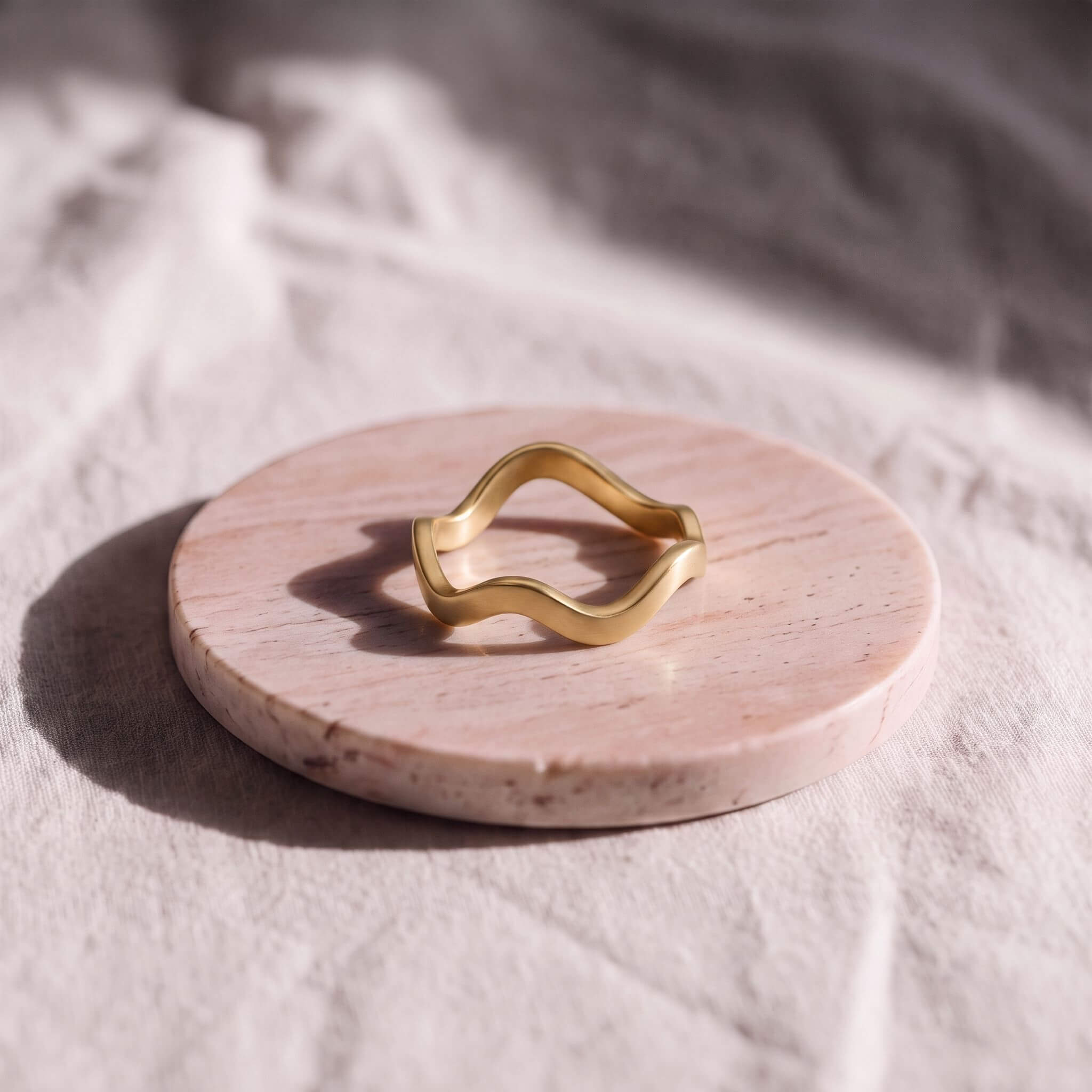 Brass Round Wave Band Stackable Ring | Tosha - EcoDunia