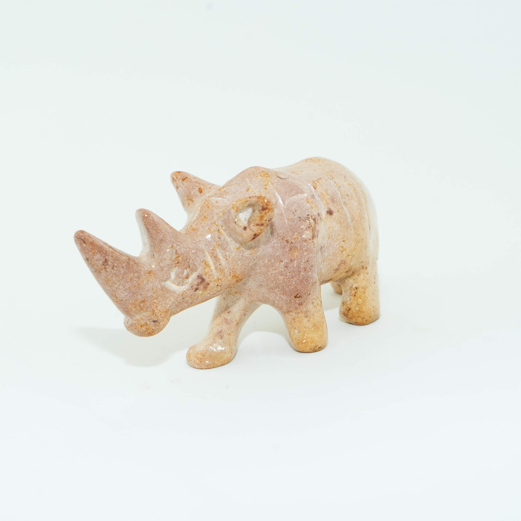 Hand Carved Rhino Figurine Soapstone Sculpture