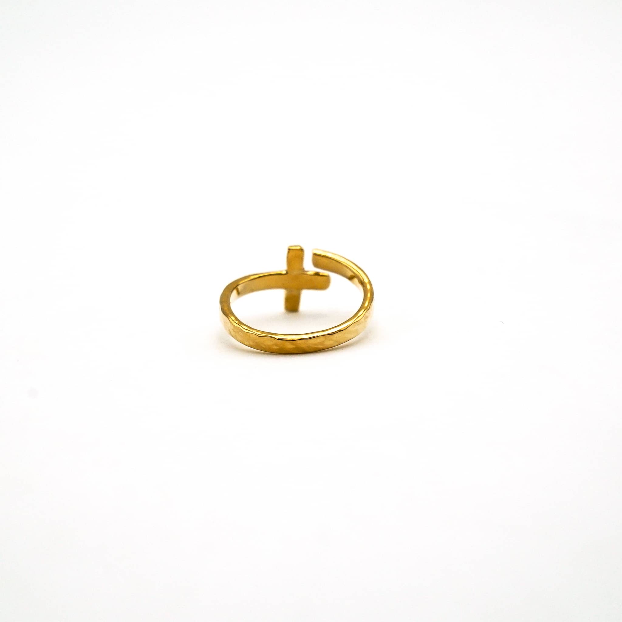 Hammered Cross Wrap Brass Ring | Tai - EcoDunia