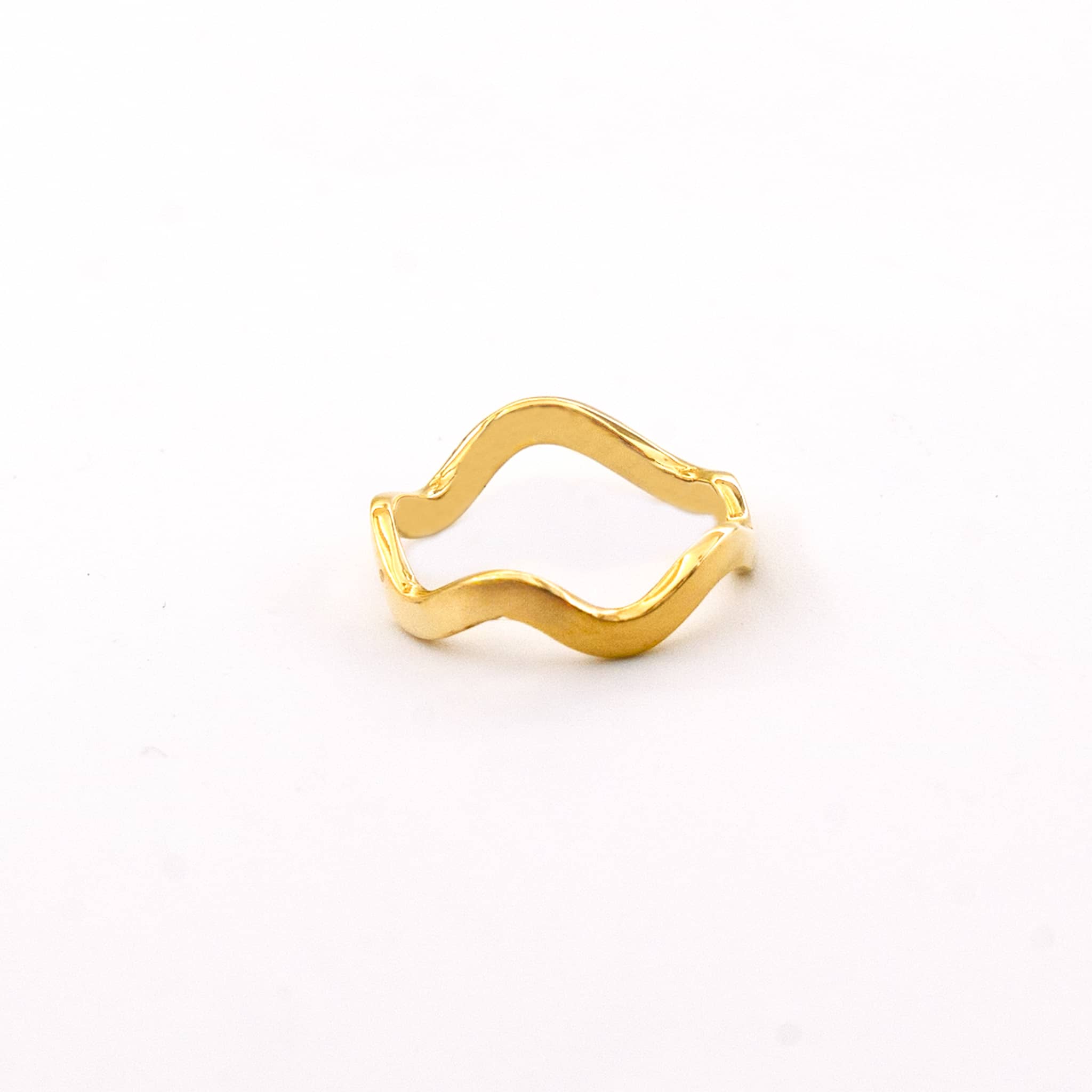 Brass Round Wave Band Stackable Ring | Tosha - EcoDunia