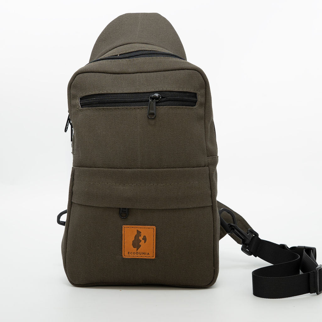 Umoja green canvas crossbody sling bag
