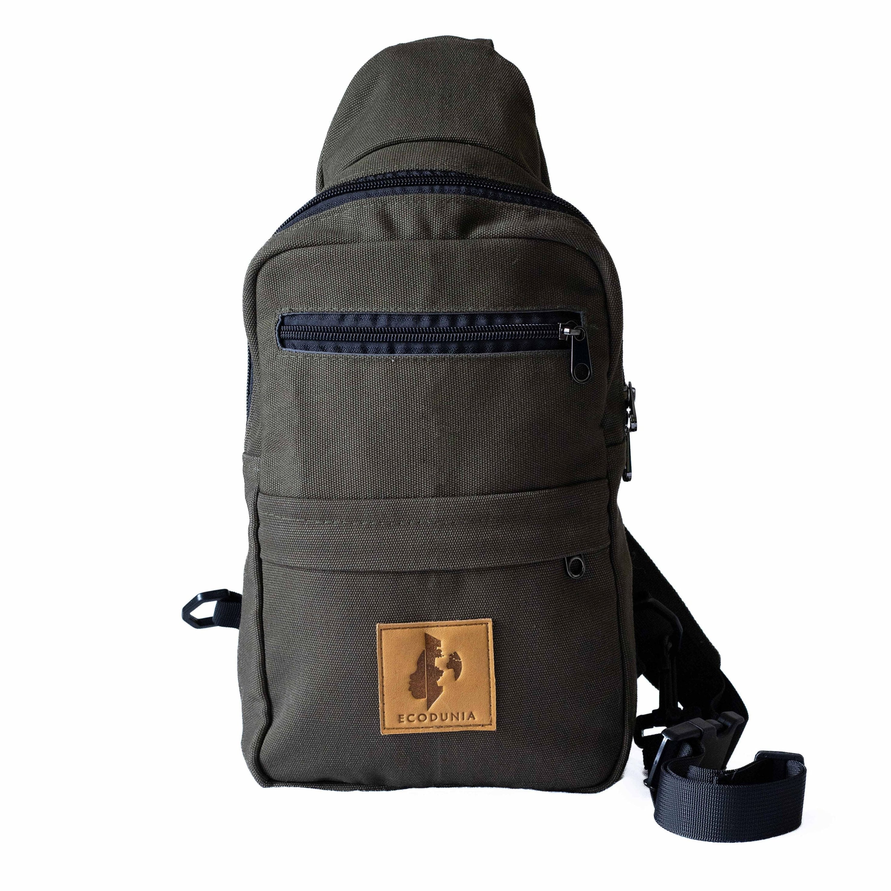 Umoja green canvas crossbody sling bag