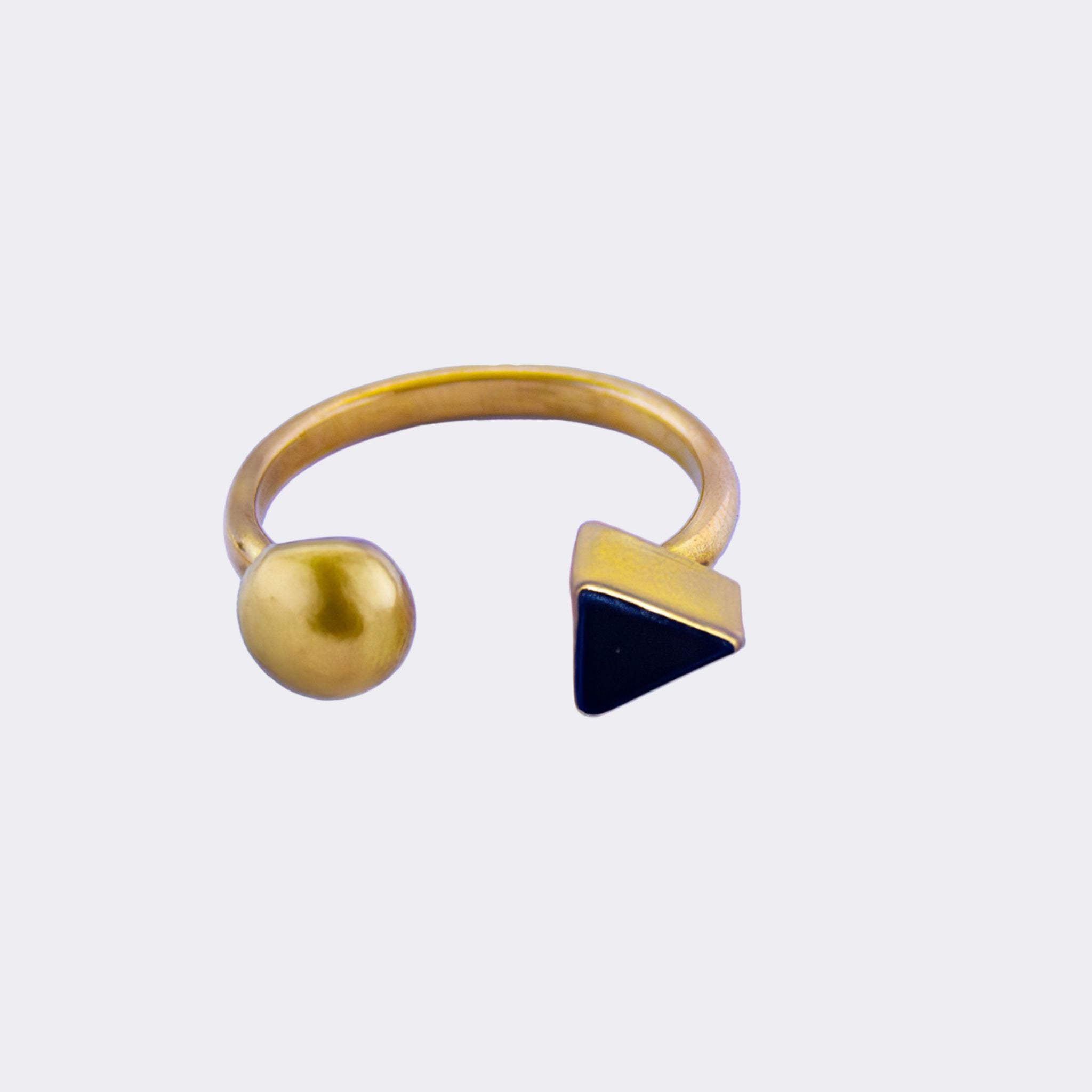 Triangle-Circle Open Ring in Brass for Women - Tausi