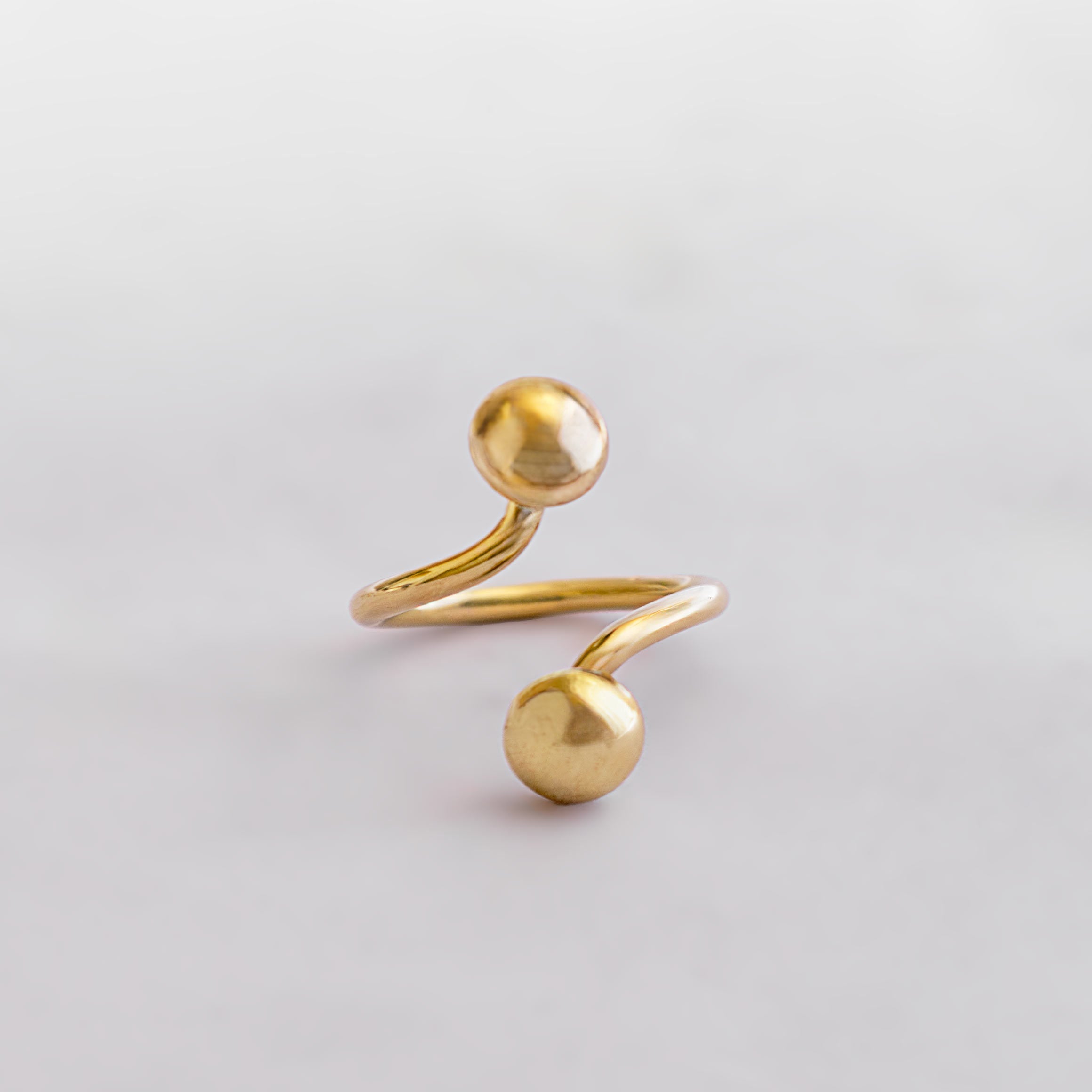 Adjustable Double Dot Wrap Brass Ring for Women - Twiga