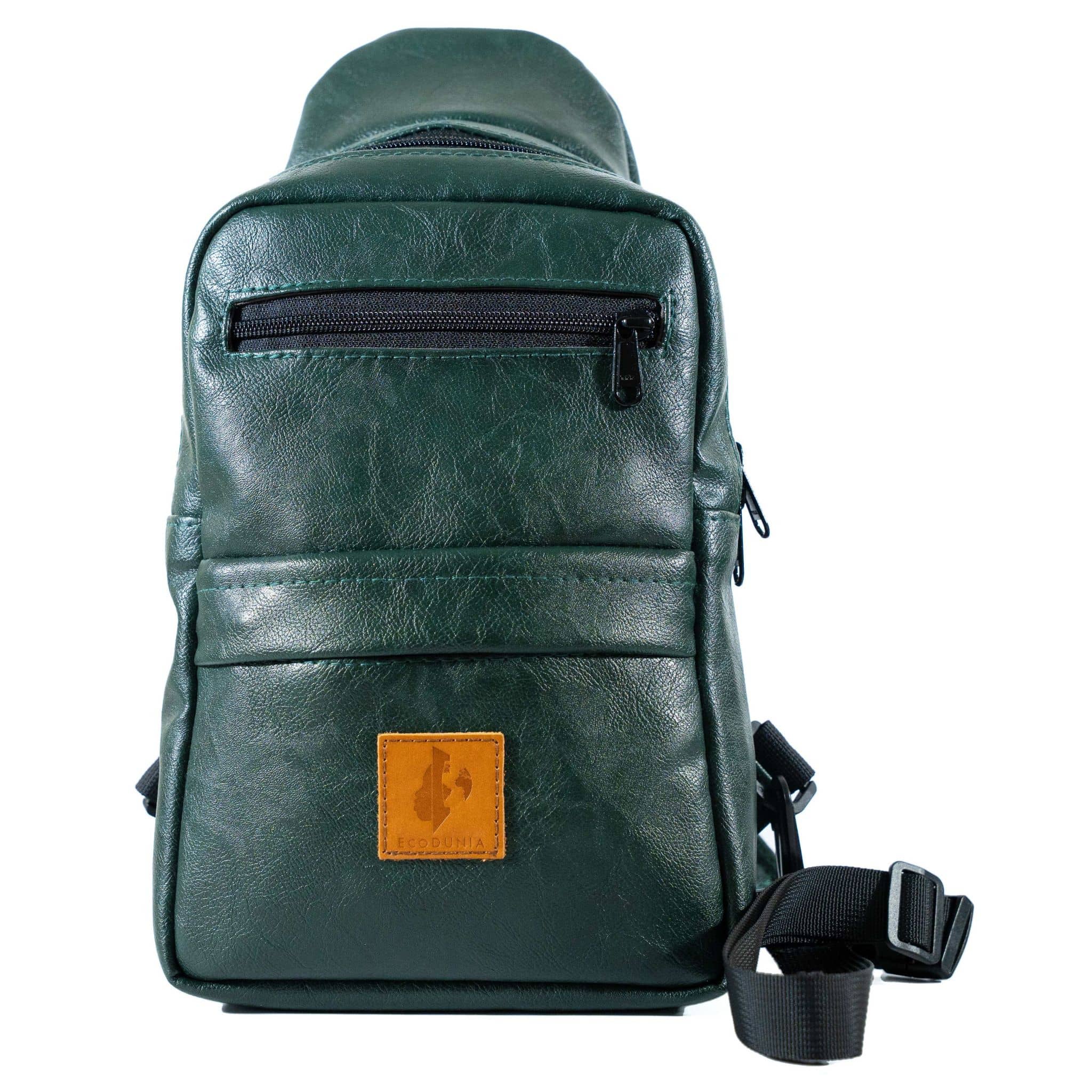 Umoja forest green vegan leather sling bag