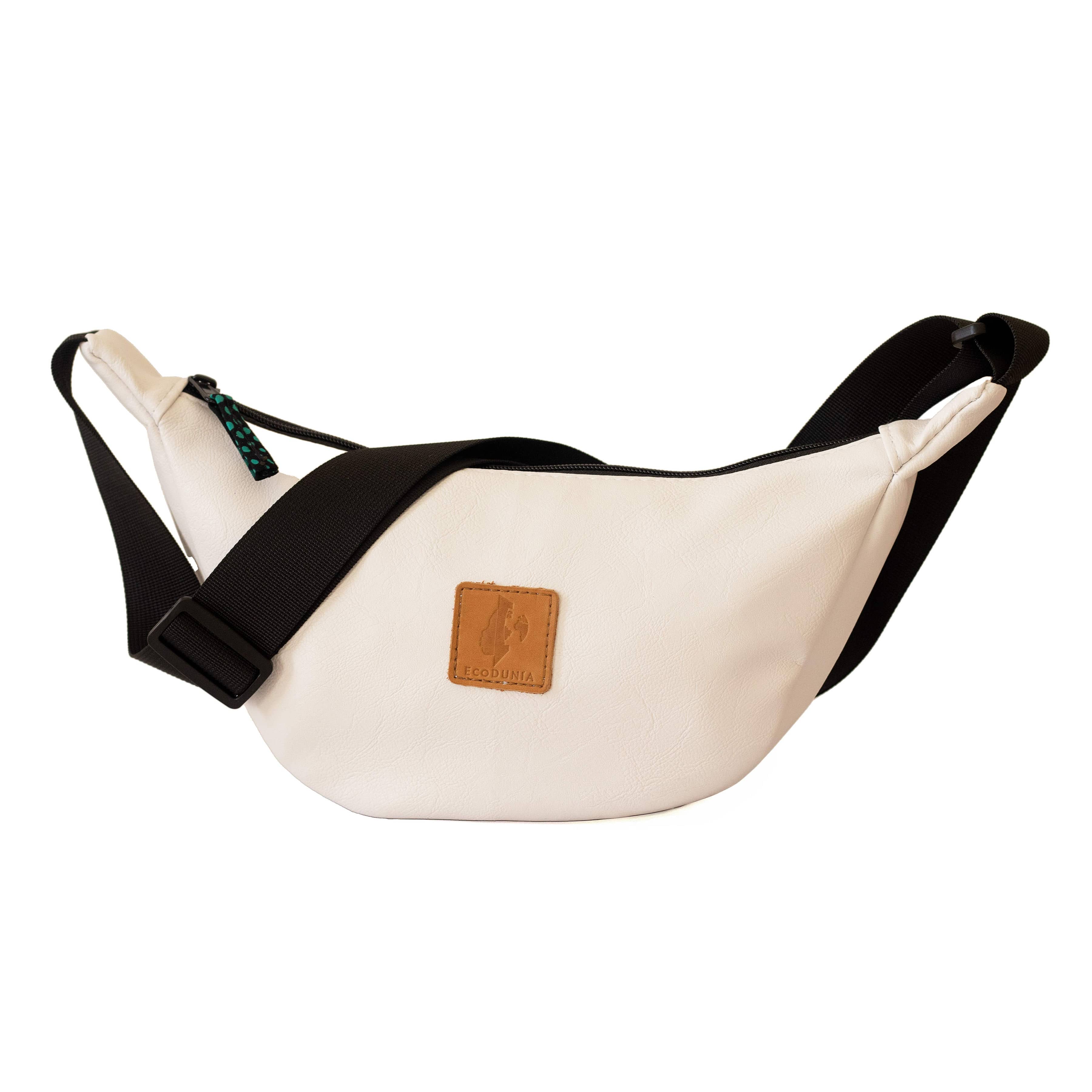 White Round Mini Shoulder Bag Vegan Leather Purse