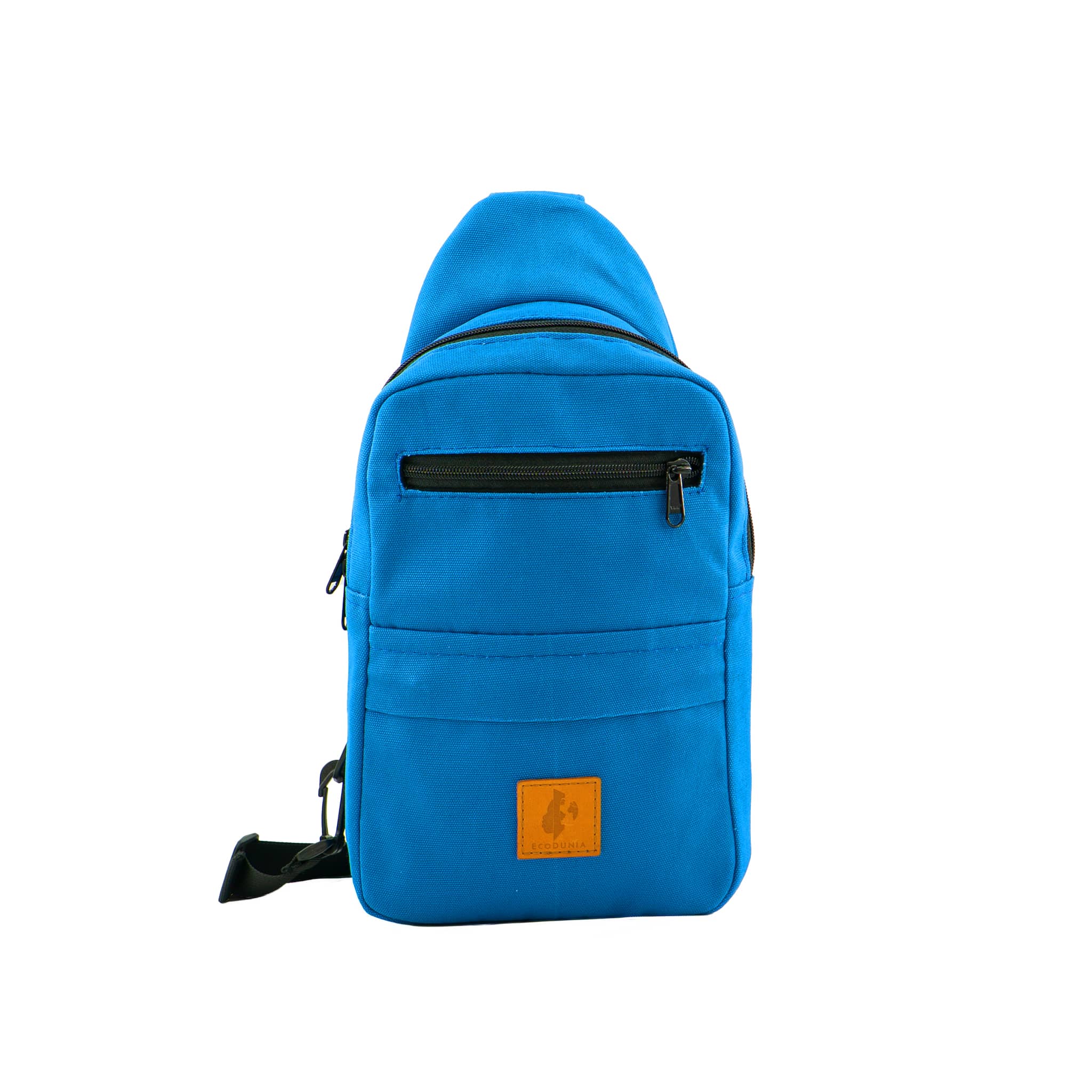 Umoja canvas sling bag in Zilly Blue worn crossbody