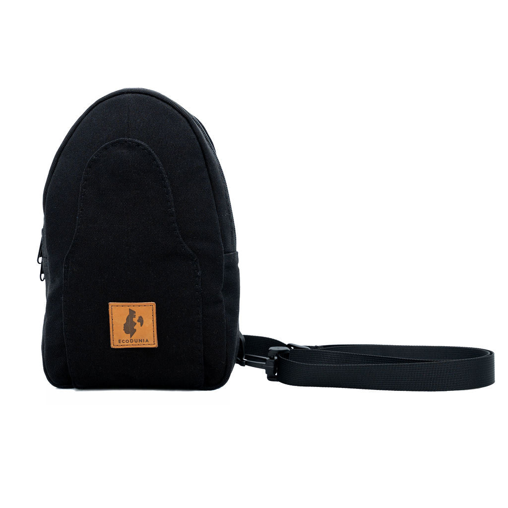 Buru small black canvas crossbody sling bag for men and women