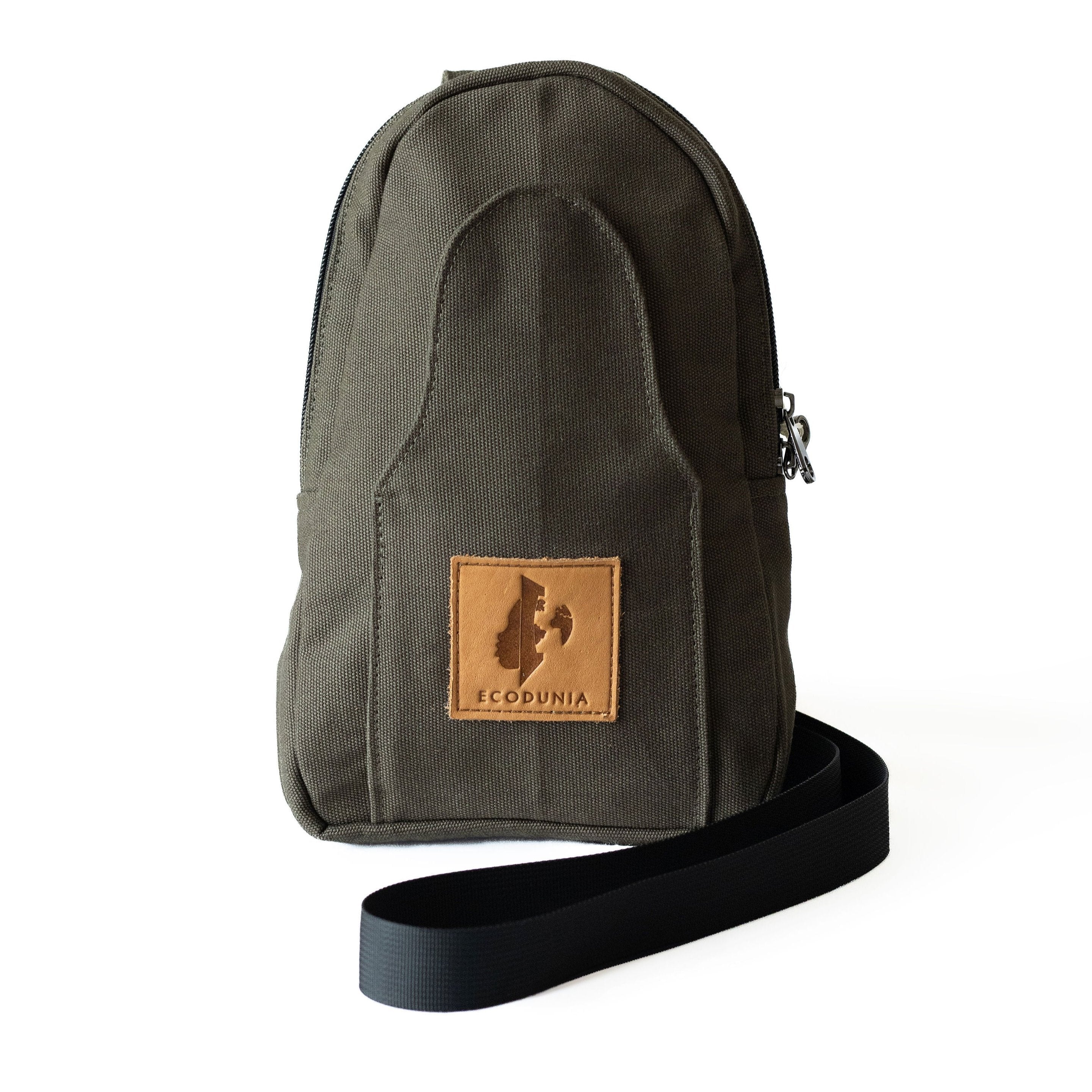 Buru small canvas crossbody sling bag in green