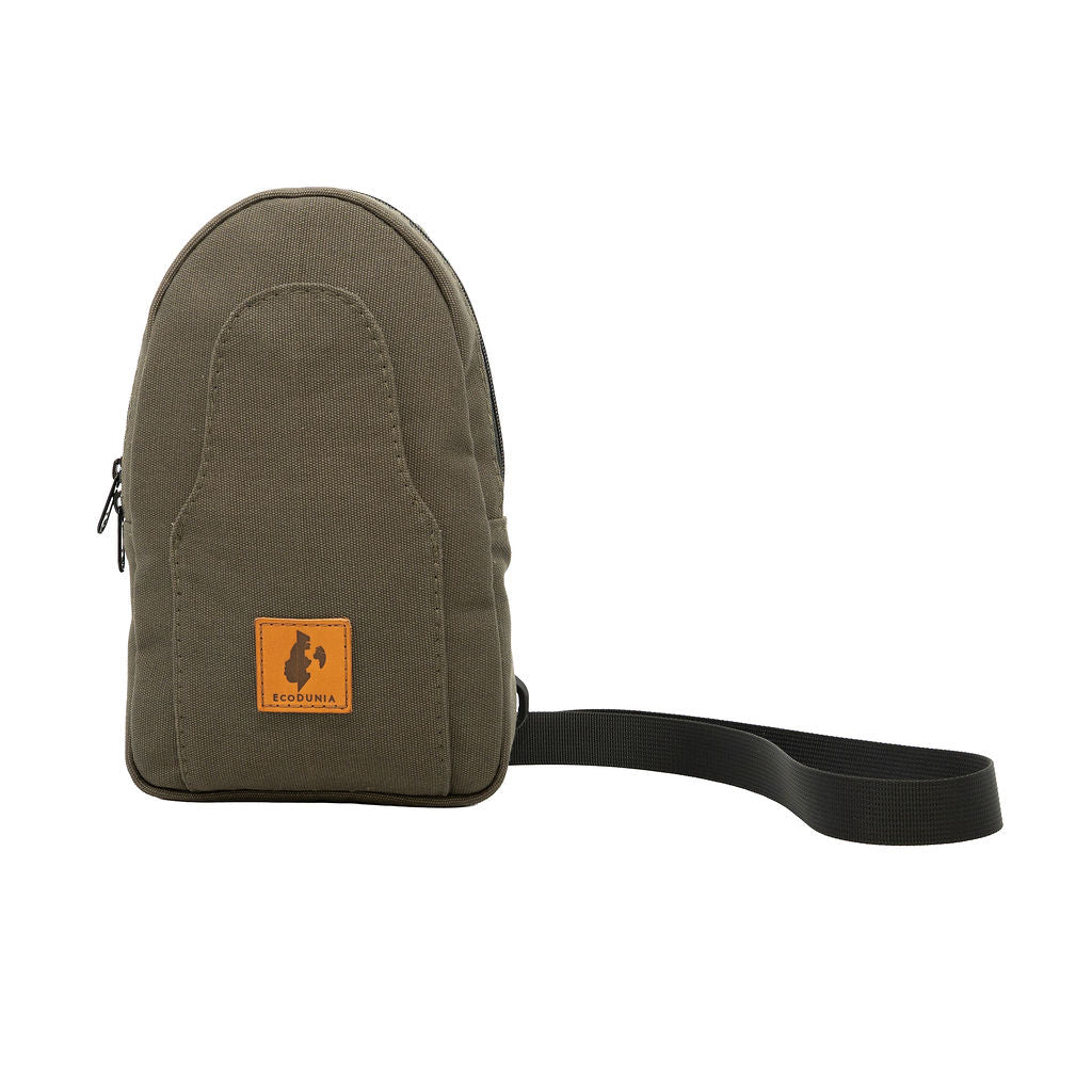 Buru small canvas crossbody sling bag in green