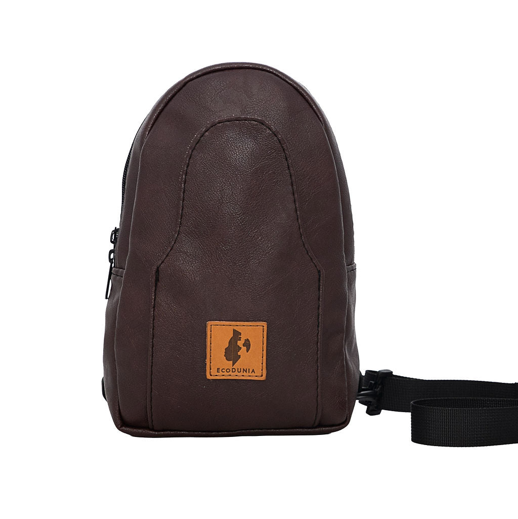 Buru plum vegan leather sling bag worn crossbody