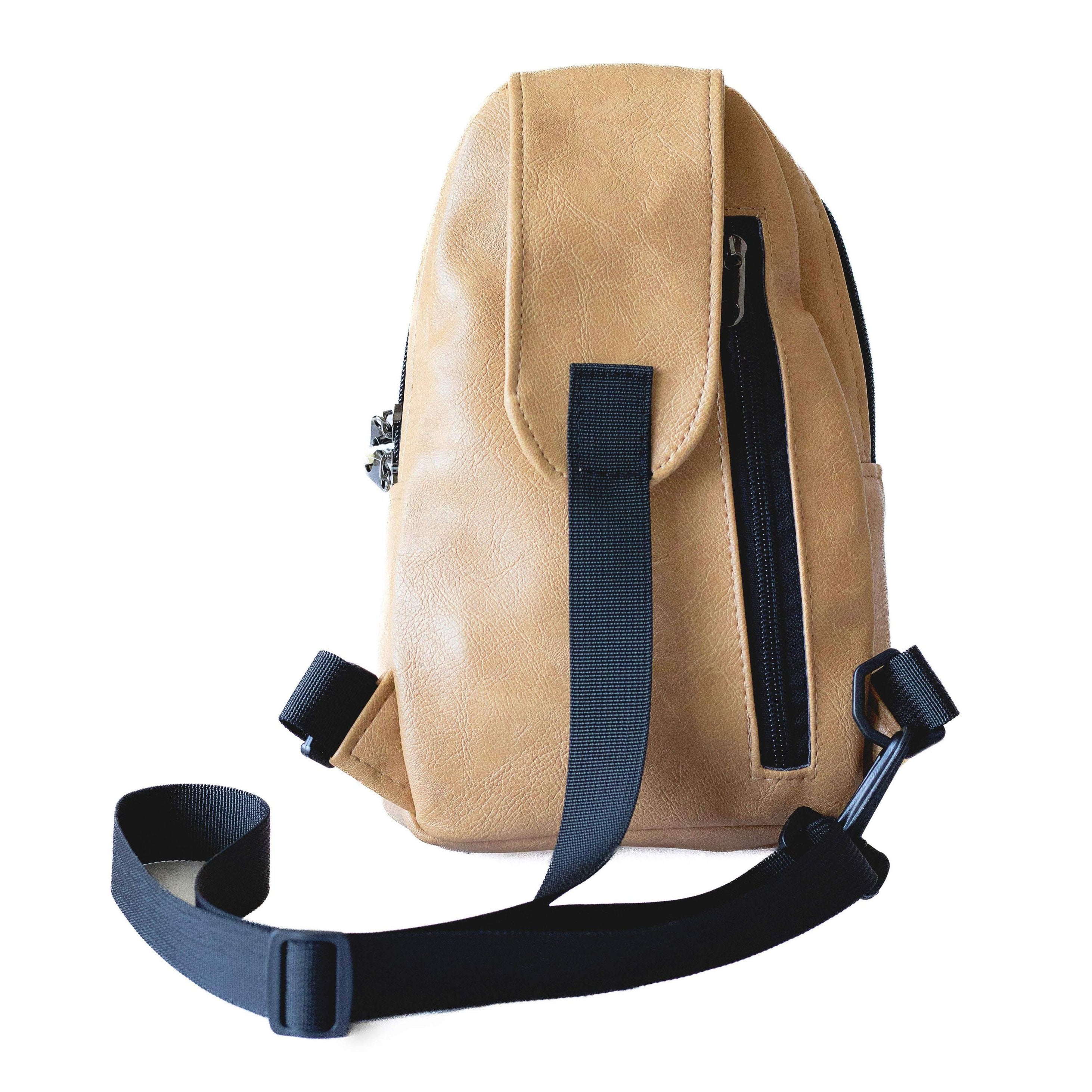 Buru latte vegan leather small crossbody sling bag