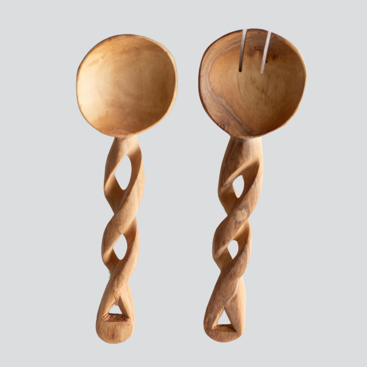 Wooden Salad Spoons - Twisted