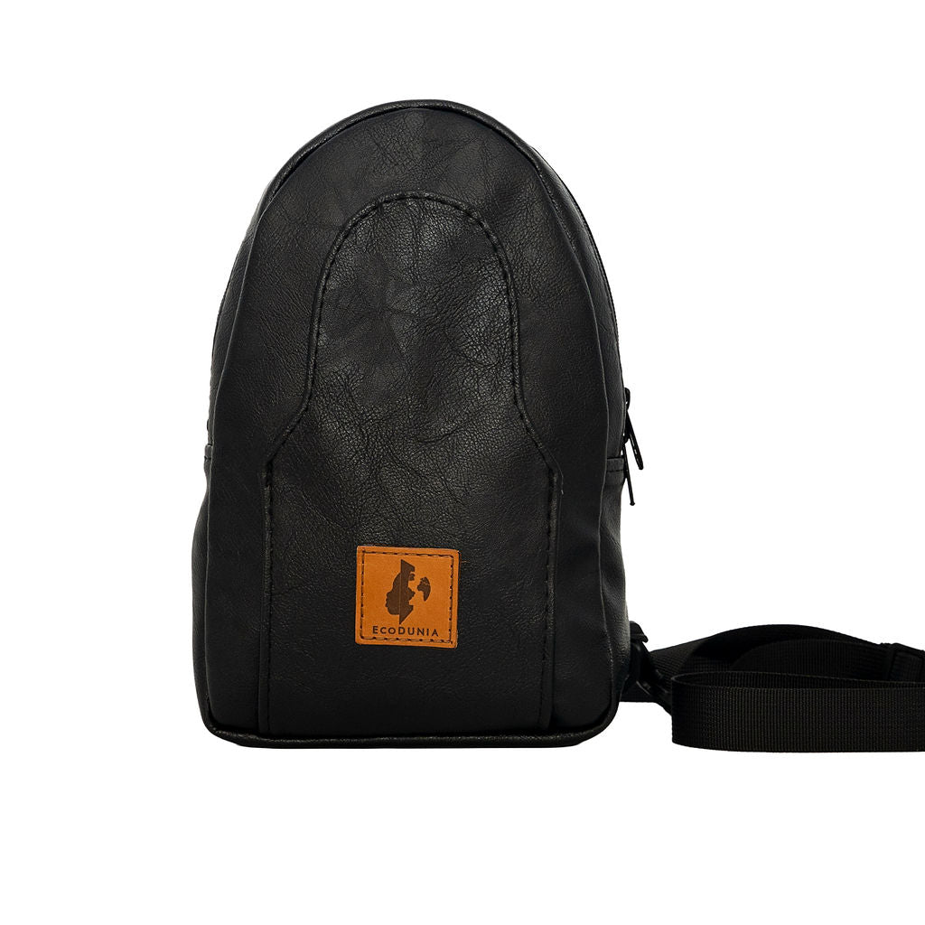 Buru black vegan leather crossbody sling bag
