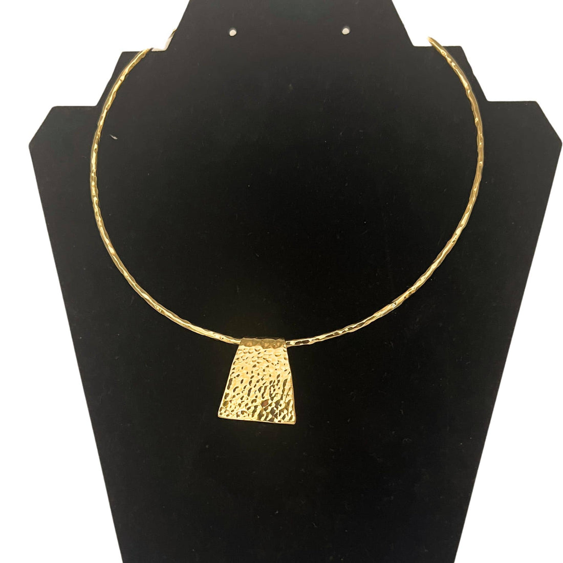 Addis Hammered Choker Necklace with a Rectangular Pendant