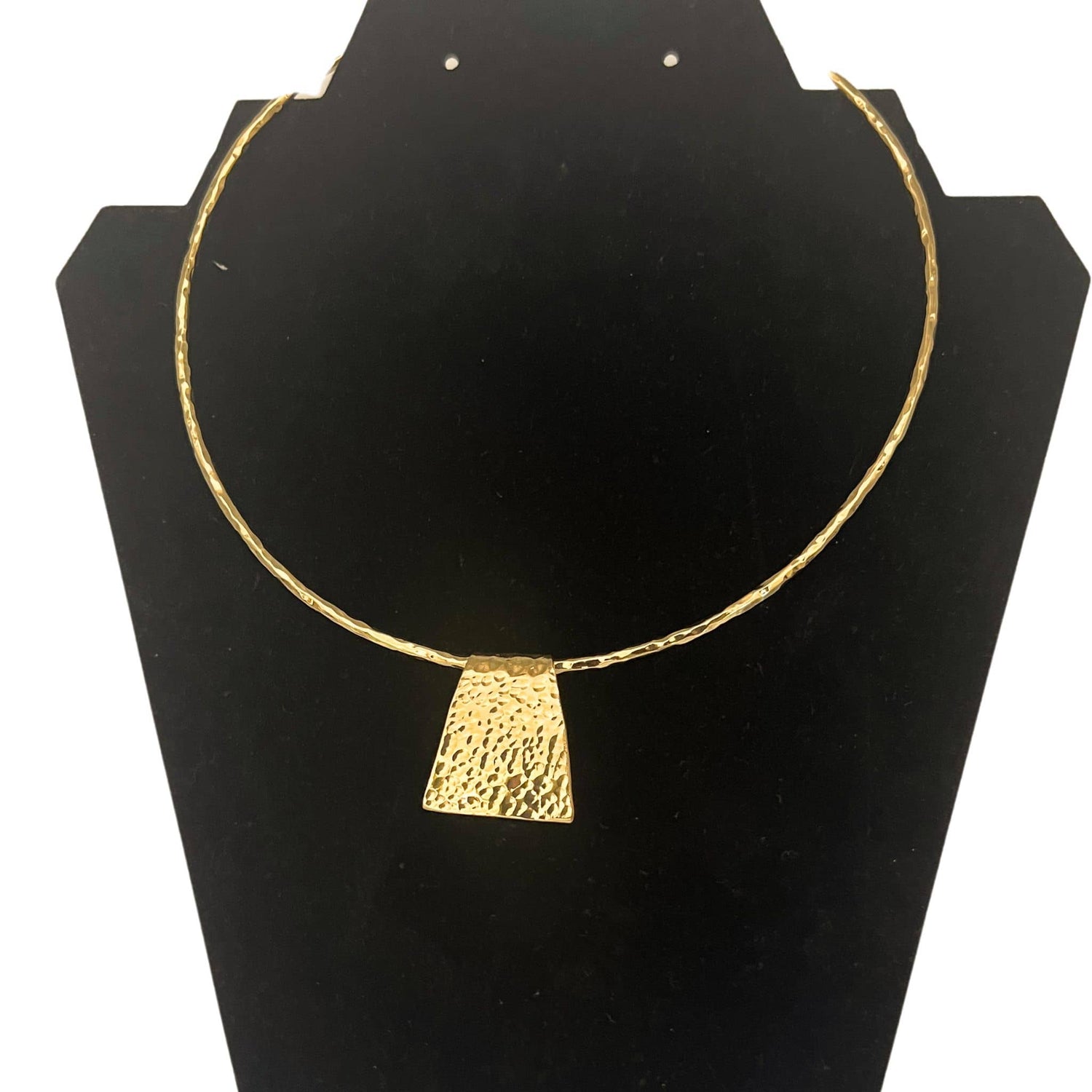 Addis Hammered Choker Necklace with a Rectangular Pendant