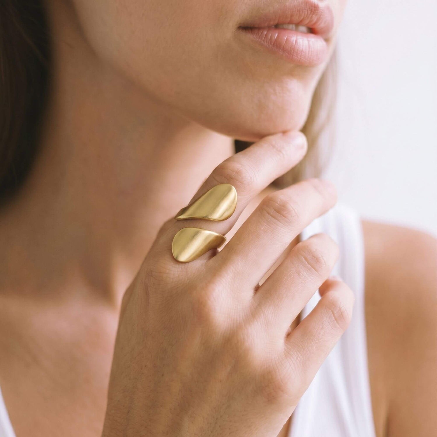 Adjustable Brass Wide Wrap Ring | Naji