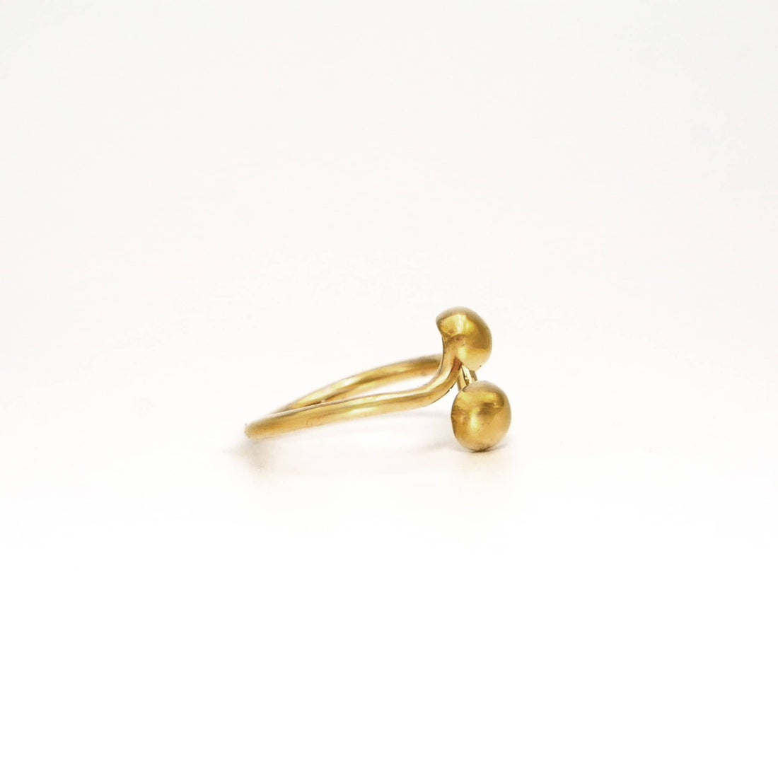 Adjustable Double Dot Wrap Brass Ring for Women - Twiga