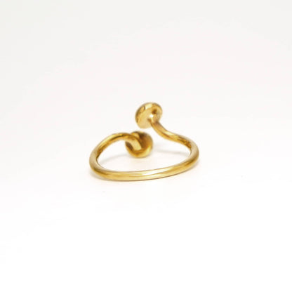 Adjustable Double Dot Wrap Brass Ring for Women - Twiga