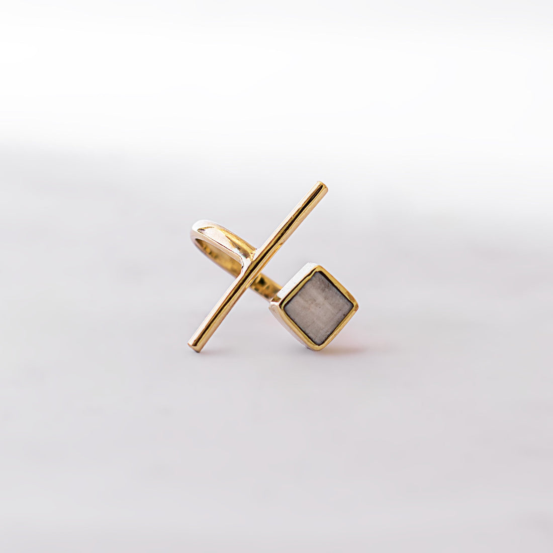 Dua Adjustable Brass Inlay Ring for Women