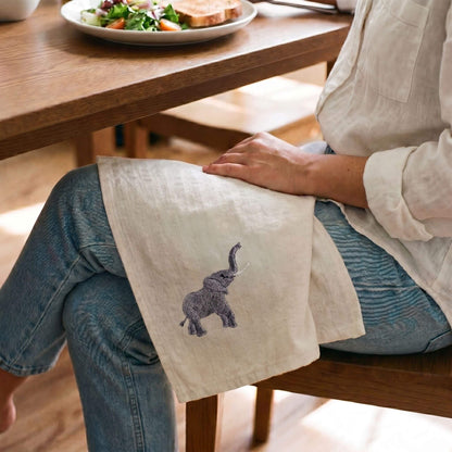 African Wildlife Embroidered Cotton Napkins - Handmade 