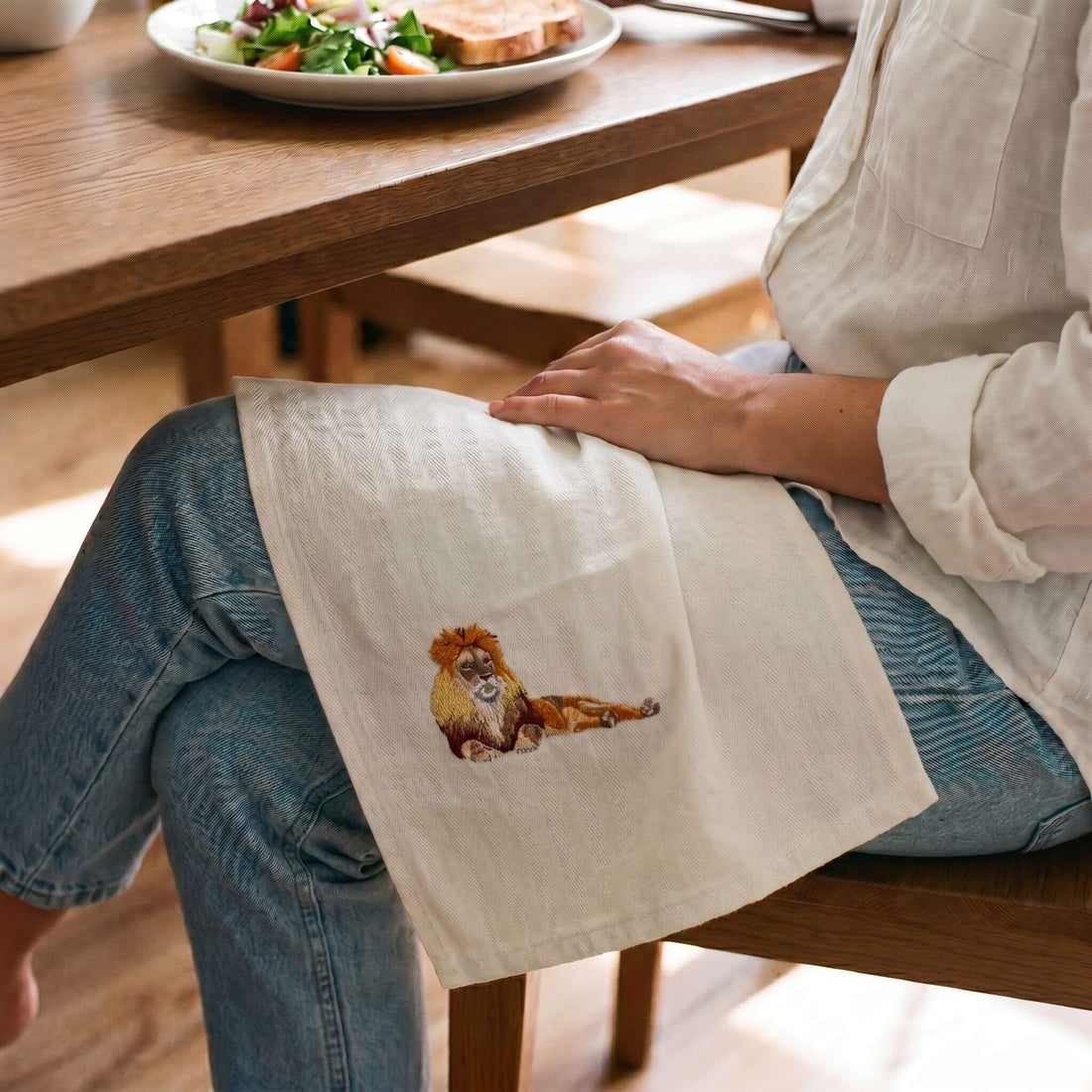 African Wildlife Embroidered Cotton Napkins - Handmade 