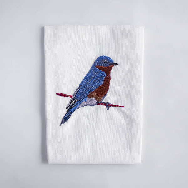 Bird Embroidered Cotton Cloth Napkins - Handmade Set #birds_bluebird