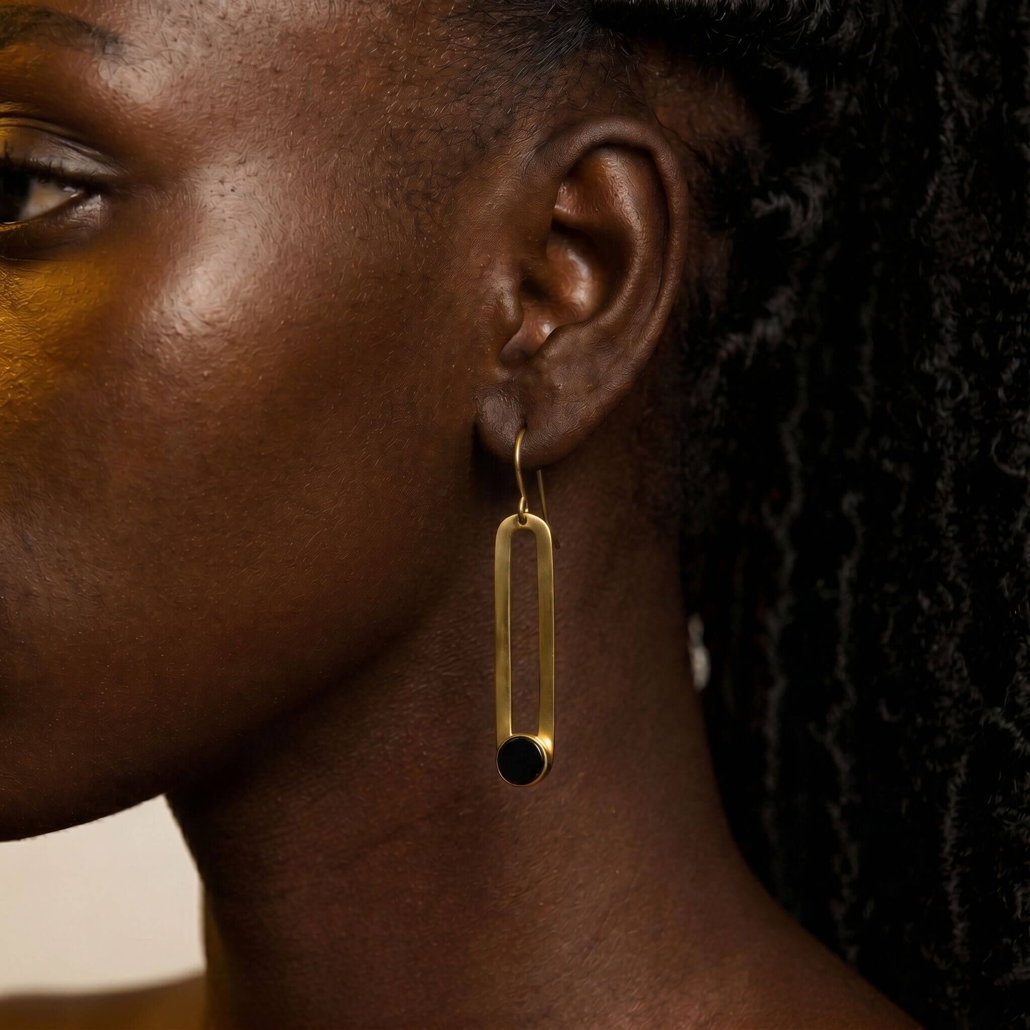 Brass and Horn Drop Hoop Earrings | Lila Ecodunia 