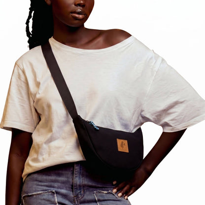 Canvas Forest Green Round Mini Shoulder Bag 